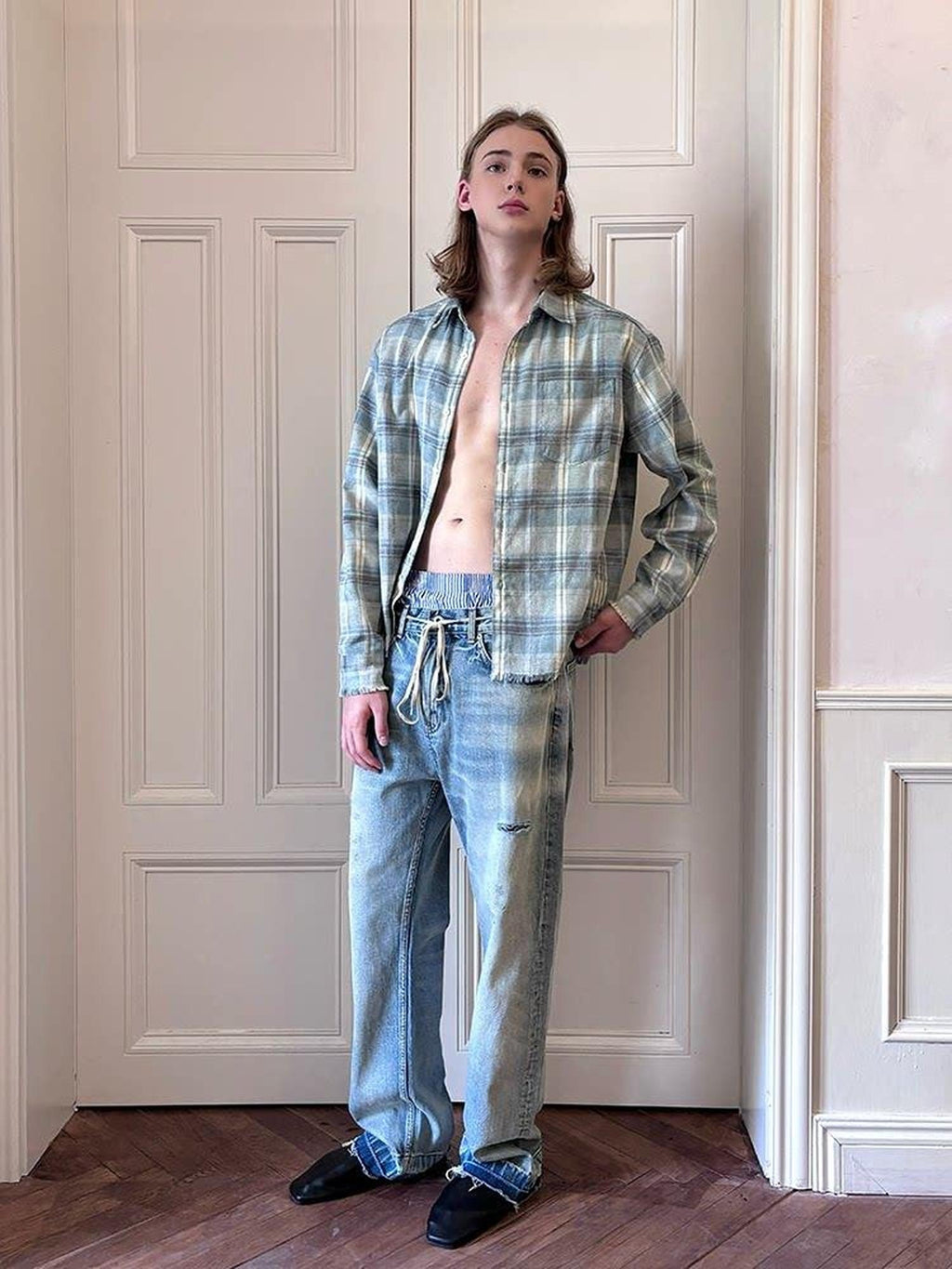 VLABMADE Washed Ripped Mid Rise Vintage Loose Fit Everyday Straight-Leg Jeans