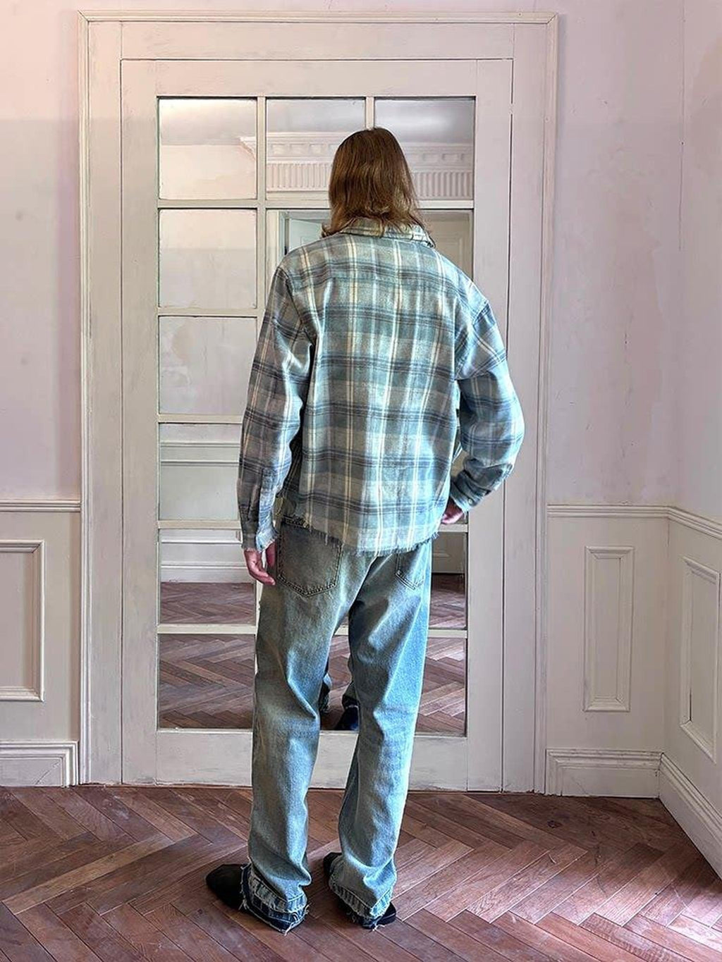 VLABMADE Washed Ripped Mid Rise Vintage Loose Fit Everyday Straight-Leg Jeans