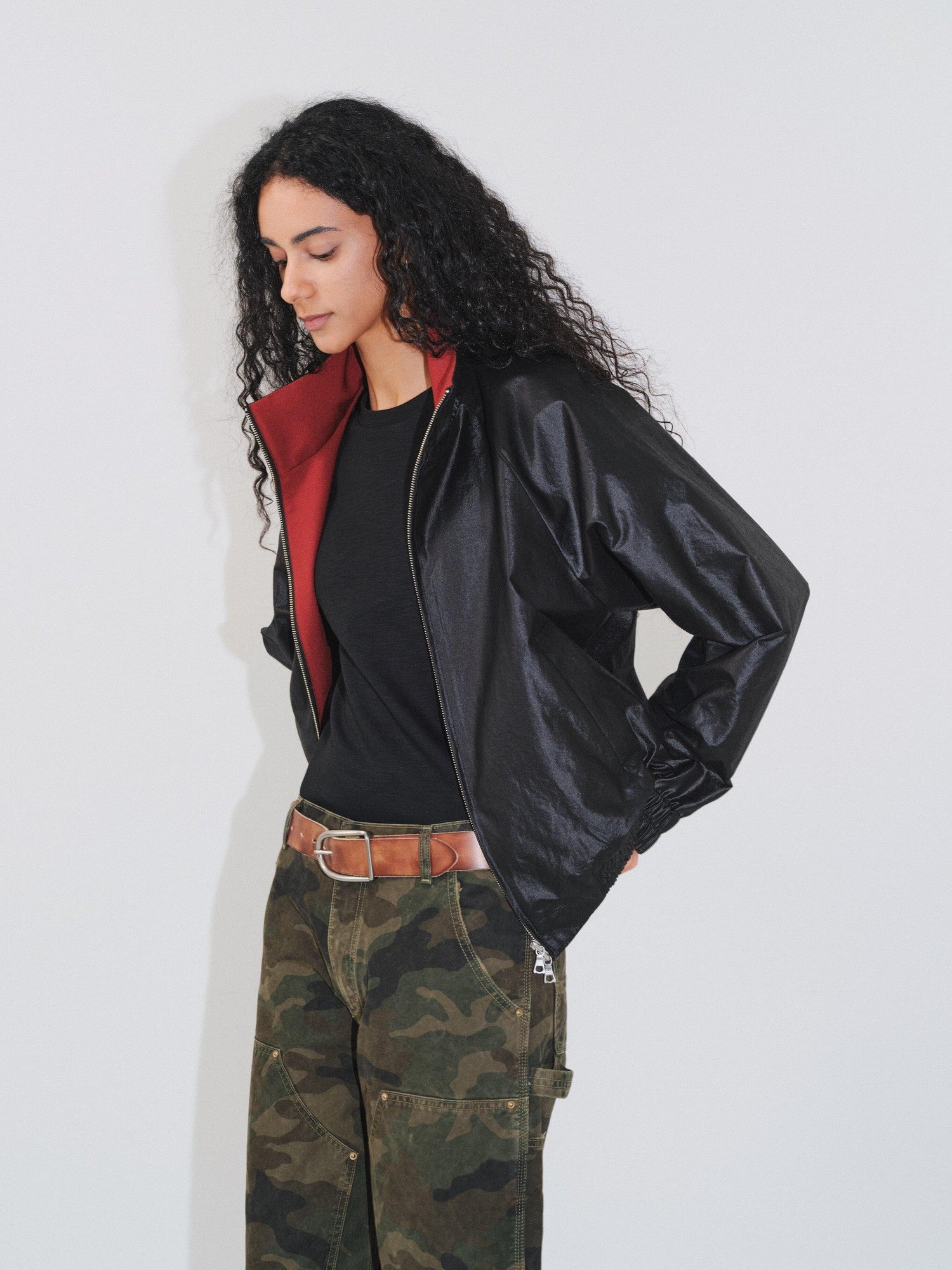 VLABMADE Windproof Silky Colorblock Loose Fit Unisex Zip Short Elastic Hem Track Jackets