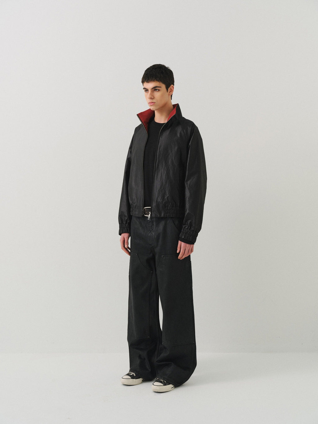 VLABMADE Windproof Silky Colorblock Loose Fit Unisex Zip Short Elastic Hem Track Jackets