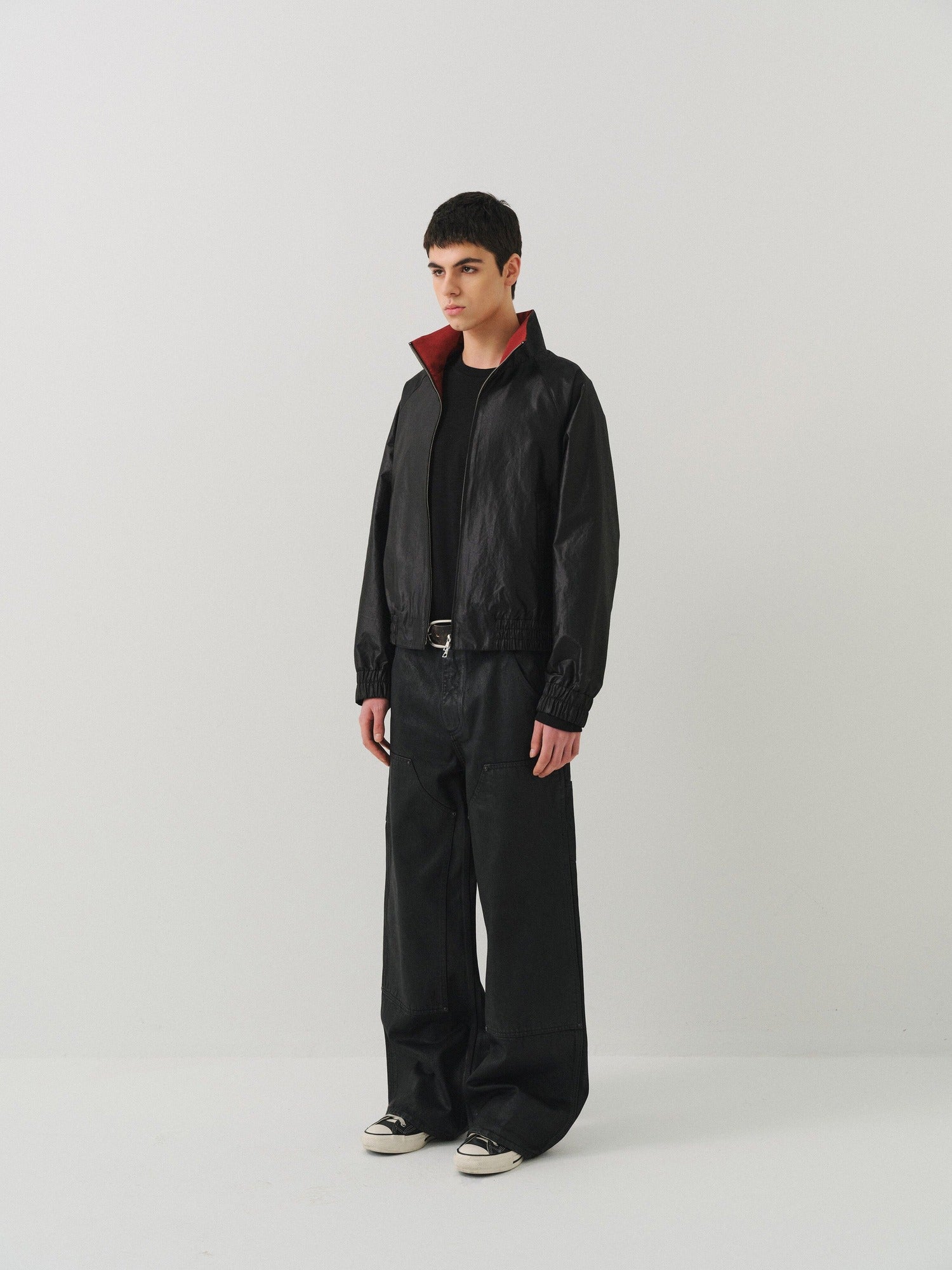 VLABMADE Windproof Silky Colorblock Loose Fit Unisex Zip Short Elastic Hem Track Jackets