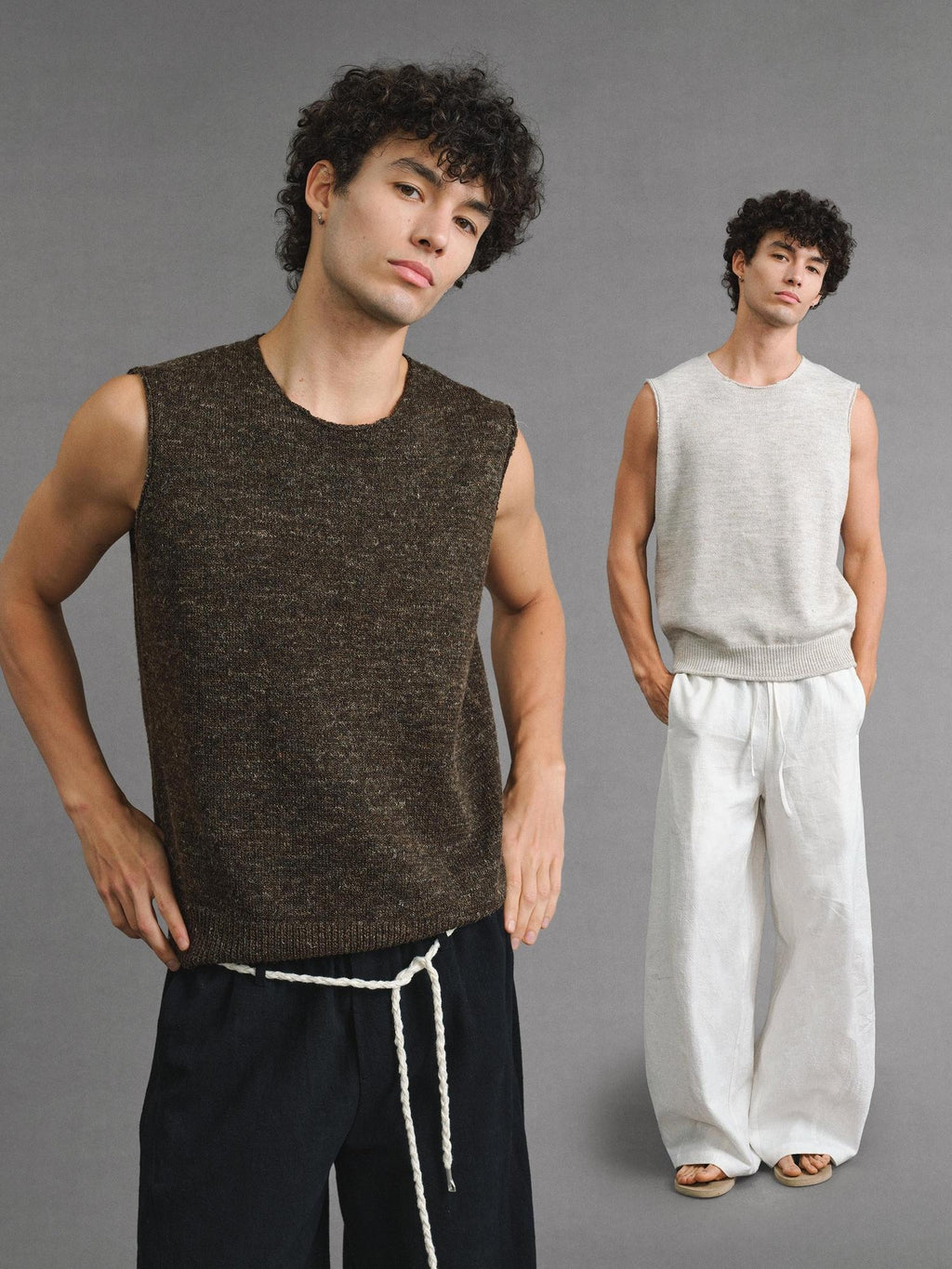 VLABMADE Wool Blend Moisture Wicking Ribbed H Fit Round Neck Men Citywalk Basic Tank Tops