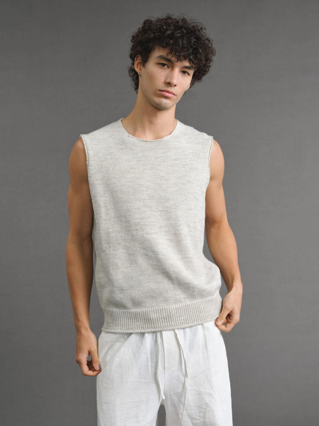 VLABMADE Wool Blend Moisture Wicking Ribbed H Fit Round Neck Men Citywalk Basic Tank Tops