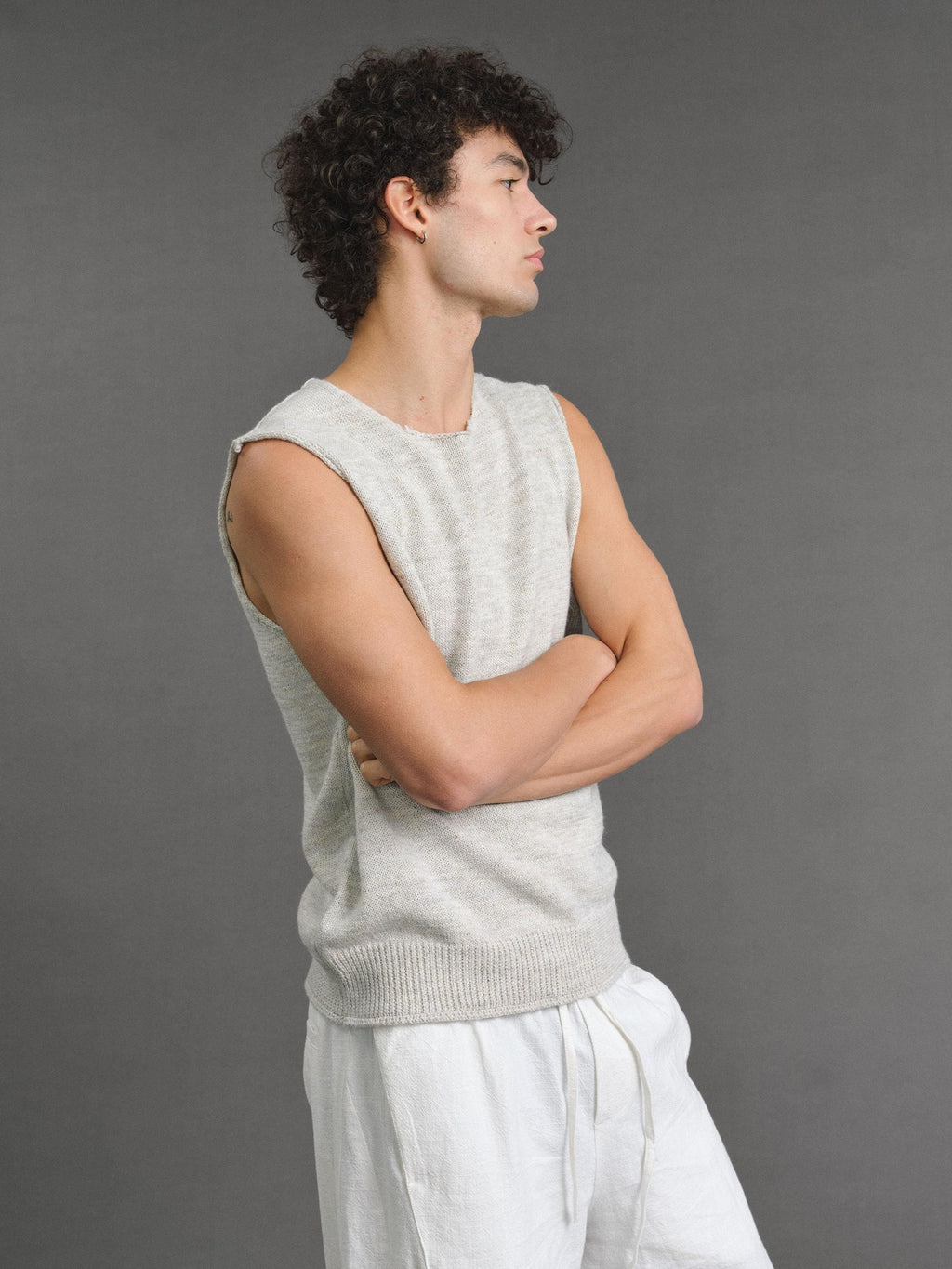 VLABMADE Wool Blend Moisture Wicking Ribbed H Fit Round Neck Men Citywalk Basic Tank Tops