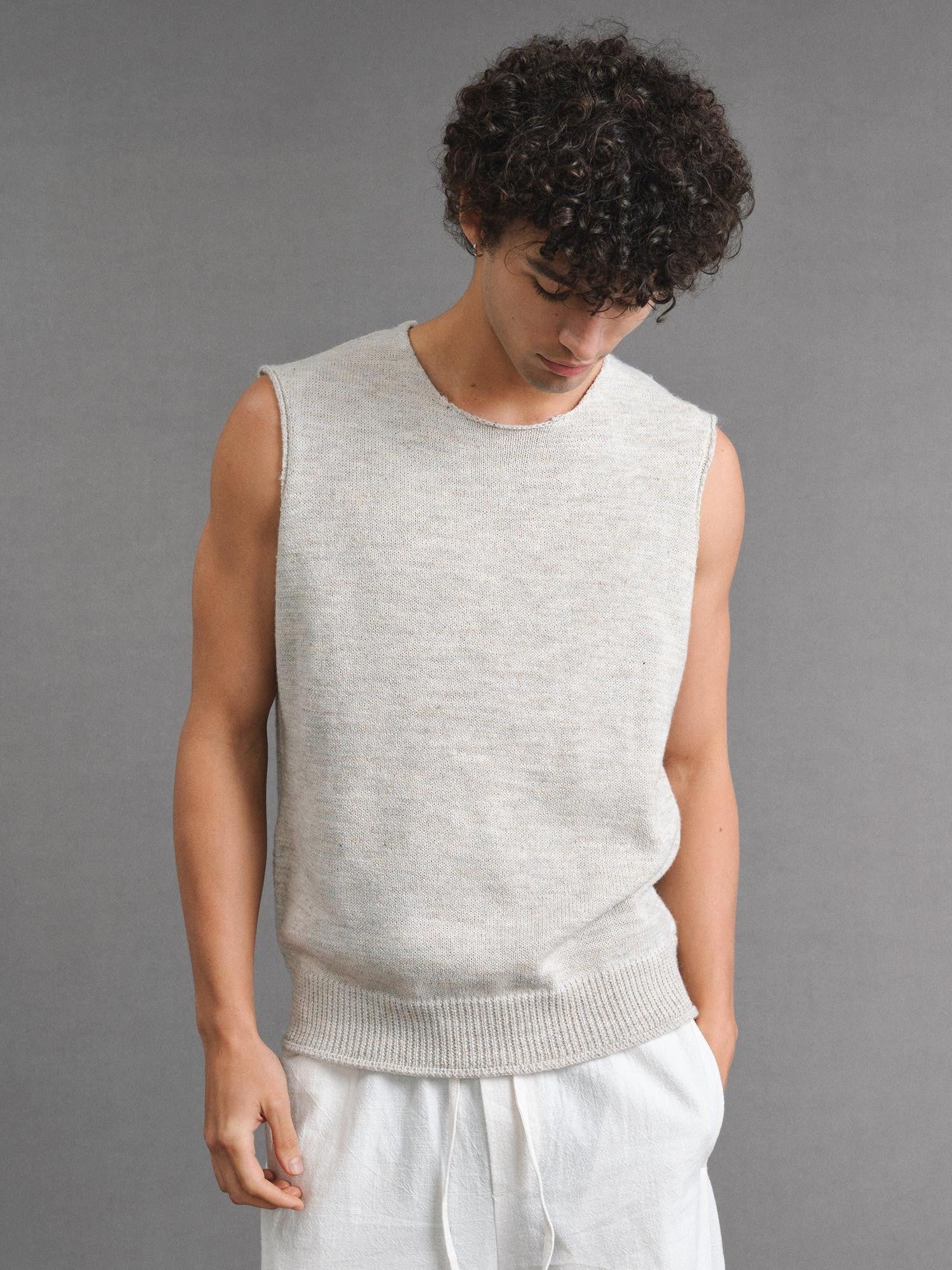 VLABMADE Wool Blend Moisture Wicking Ribbed H Fit Round Neck Men Citywalk Basic Tank Tops