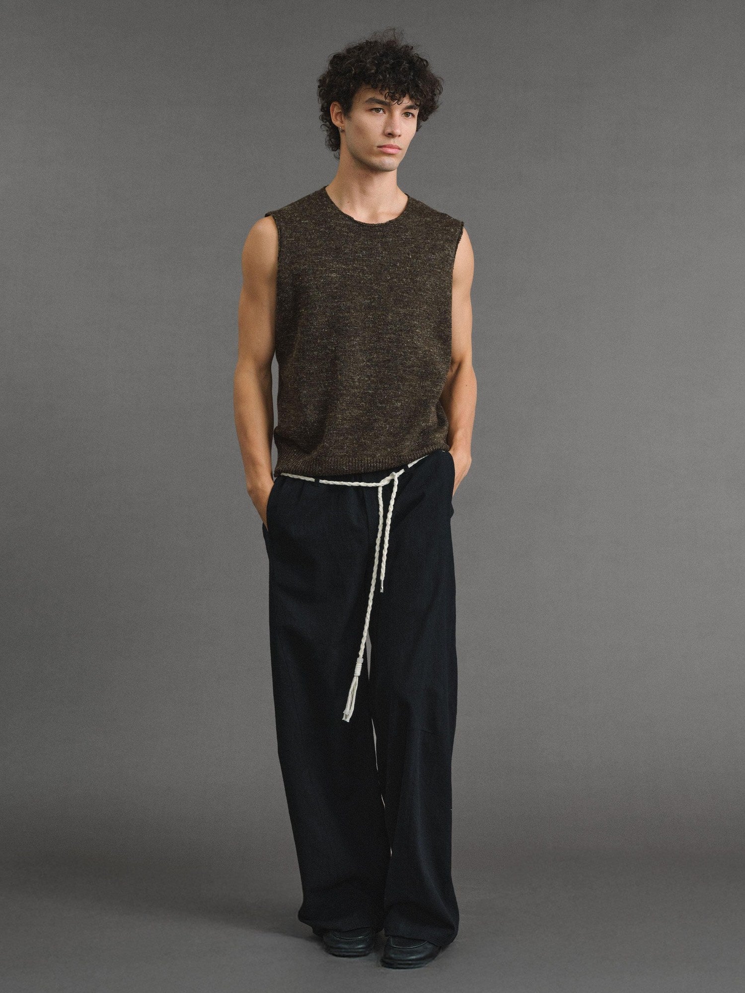 VLABMADE Wool Blend Moisture Wicking Ribbed H Fit Round Neck Men Citywalk Basic Tank Tops