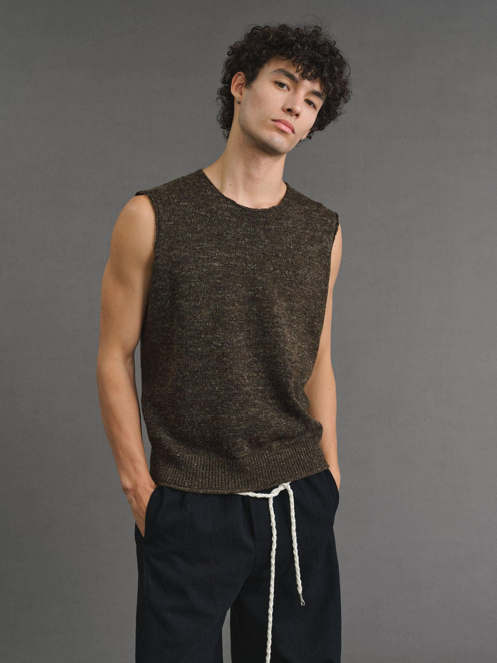 VLABMADE Wool Blend Moisture Wicking Ribbed H Fit Round Neck Men Citywalk Basic Tank Tops