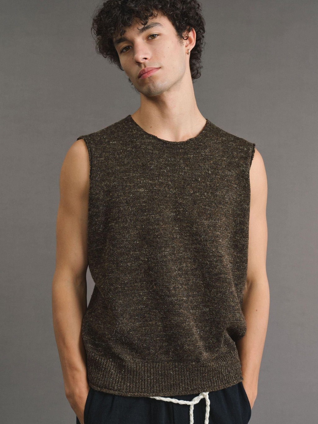 VLABMADE Wool Blend Moisture Wicking Ribbed H Fit Round Neck Men Citywalk Basic Tank Tops