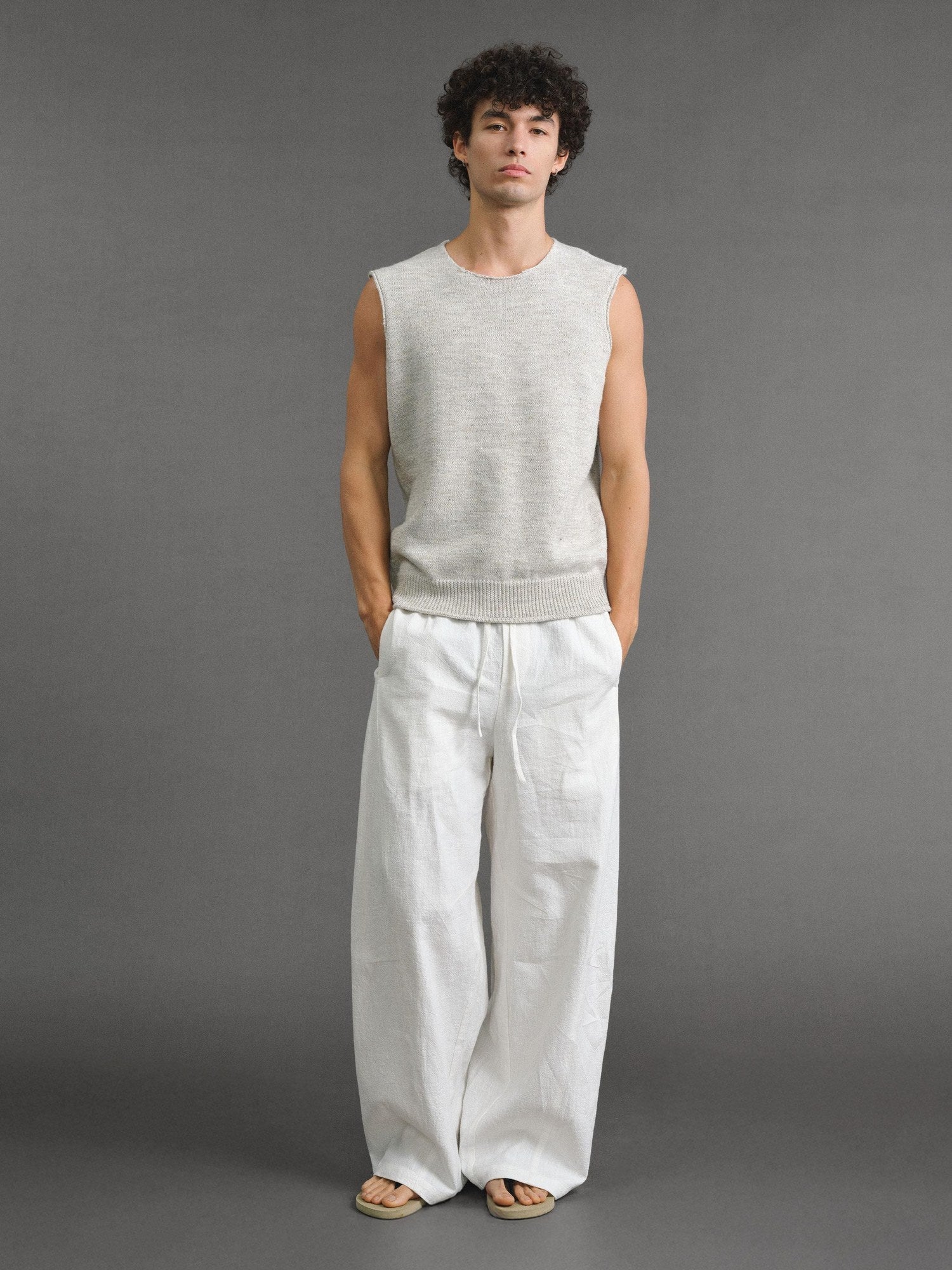 VLABMADE Wool Blend Moisture Wicking Ribbed H Fit Round Neck Men Citywalk Basic Tank Tops