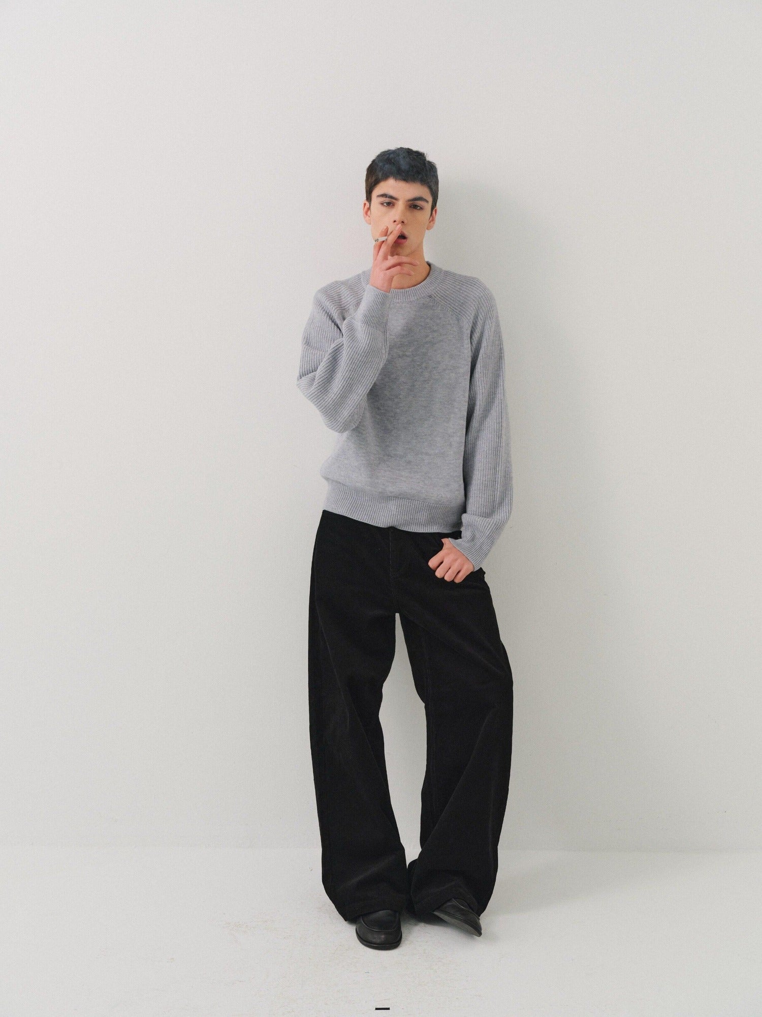 VLABMADE Wool Blend Structured Short Relaxed Fit Unisex Round Neck Crewneck Sweaters