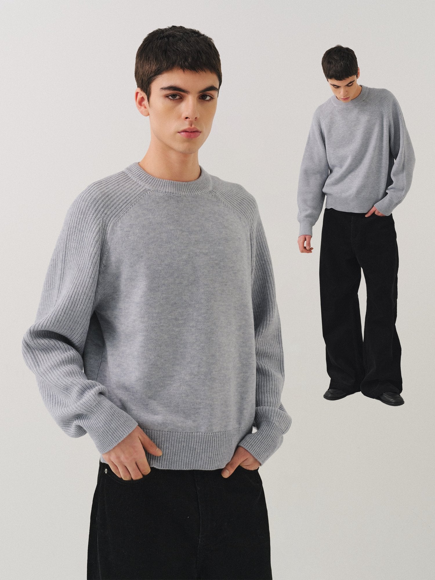 VLABMADE Wool Blend Structured Short Relaxed Fit Unisex Round Neck Crewneck Sweaters