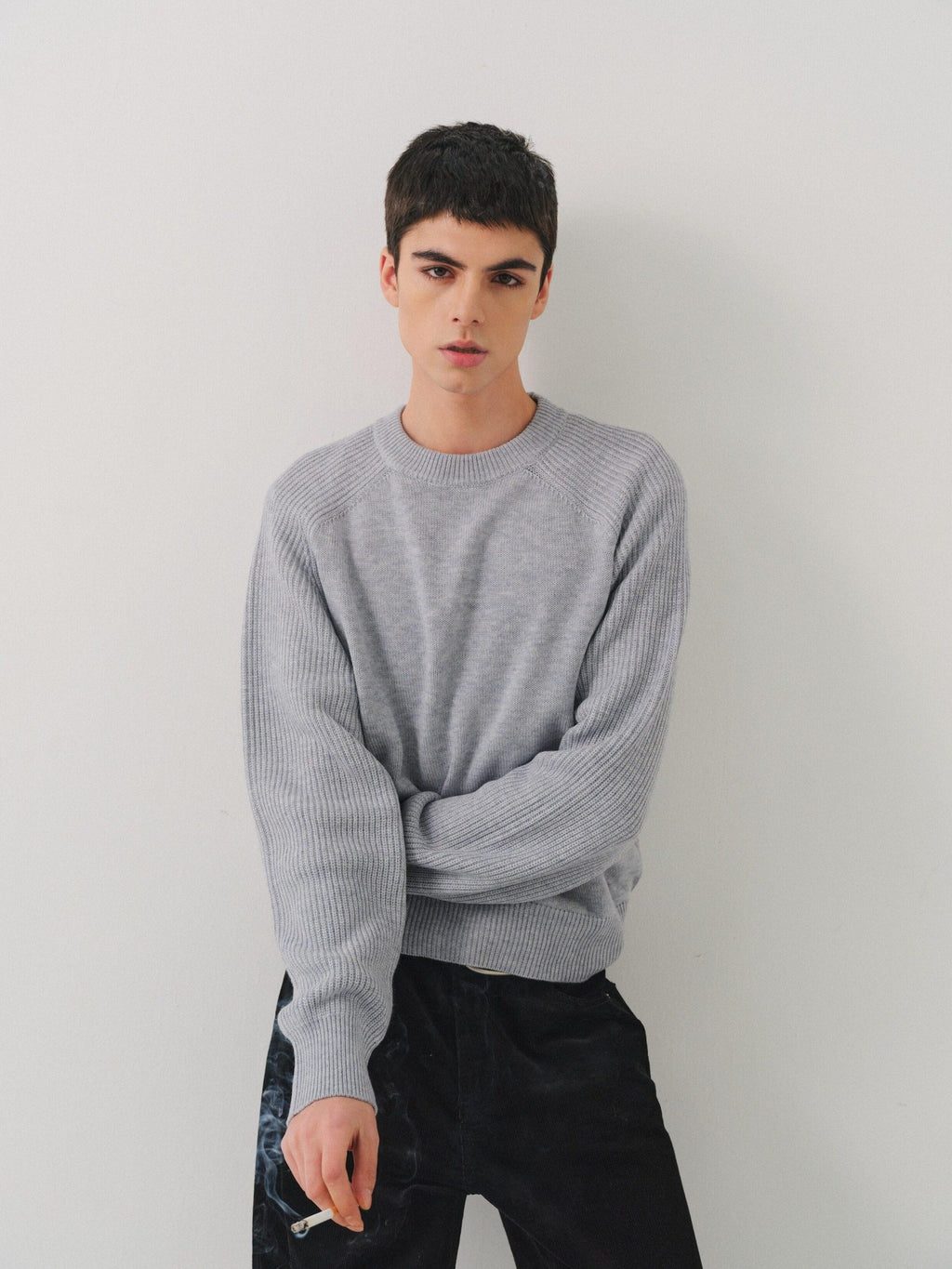VLABMADE Wool Blend Structured Short Relaxed Fit Unisex Round Neck Crewneck Sweaters