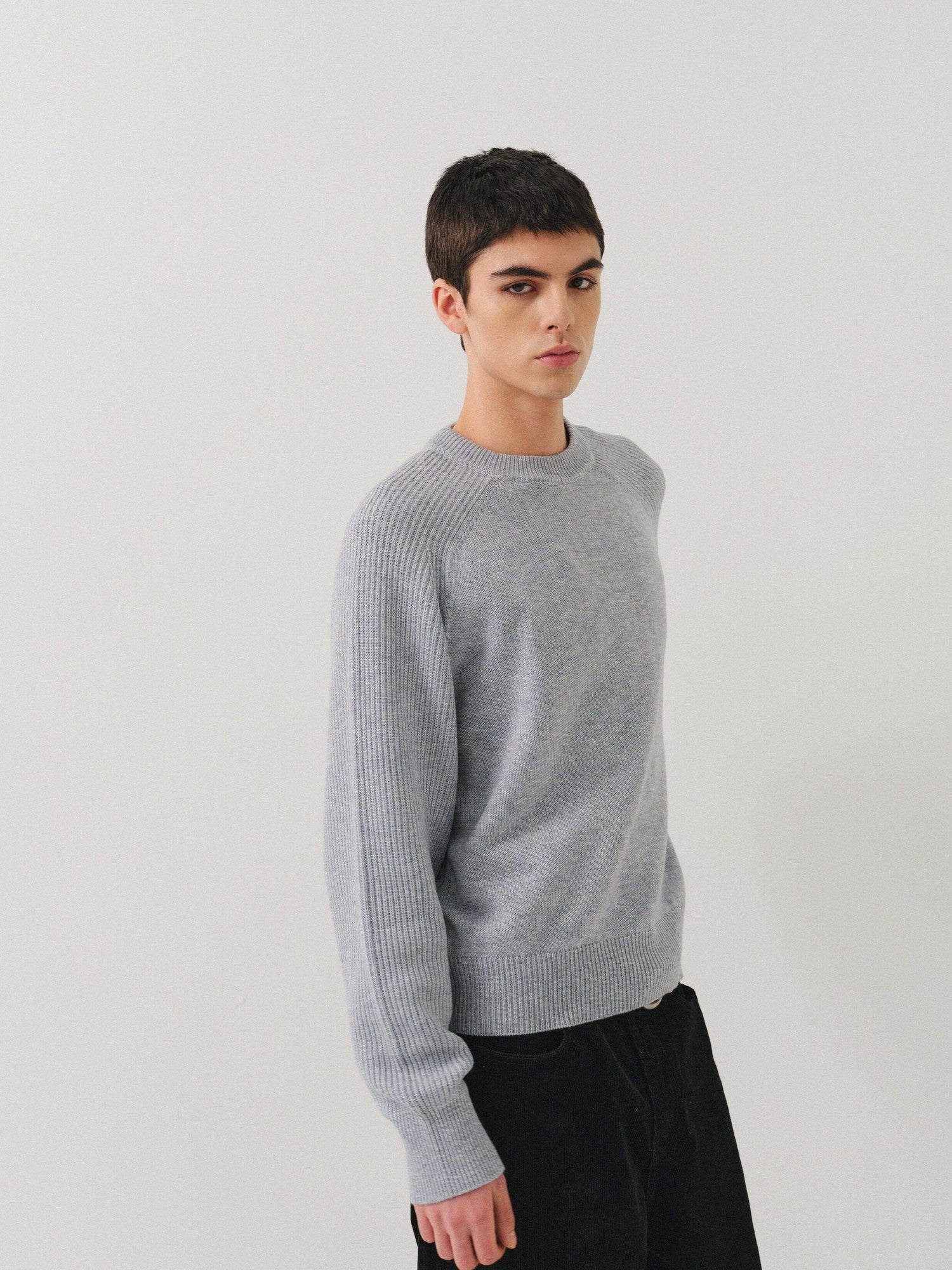VLABMADE Wool Blend Structured Short Relaxed Fit Unisex Round Neck Crewneck Sweaters