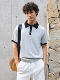 VLABMADE_Wool_Linen_Knit_Contrast_Collar_Unisex_Classic_Short_Sleeve_Polo_Shirts_MISSTT