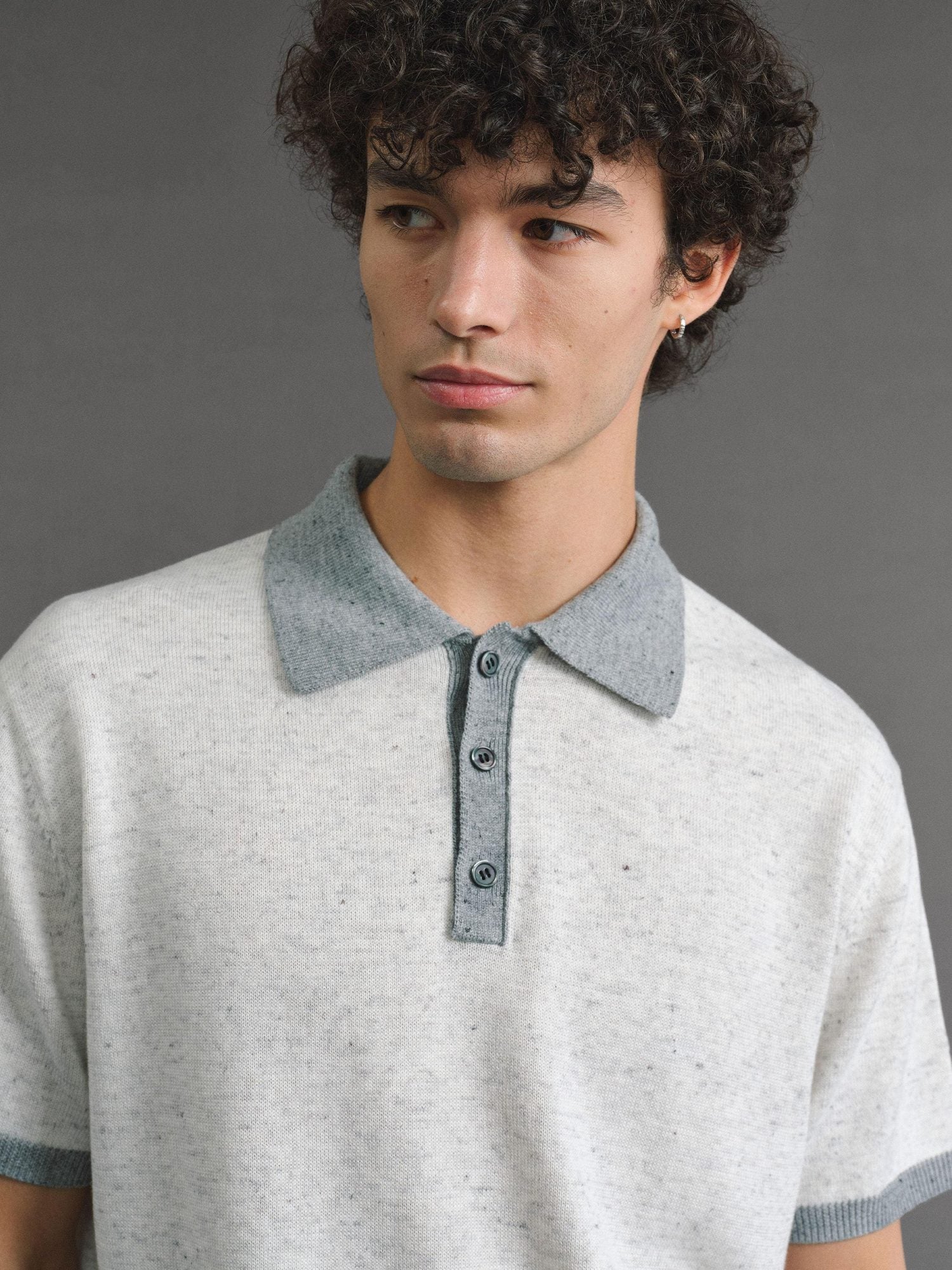 VLABMADE Wool Linen Knit Contrast Collar Unisex Classic Short Sleeve Polo Shirts