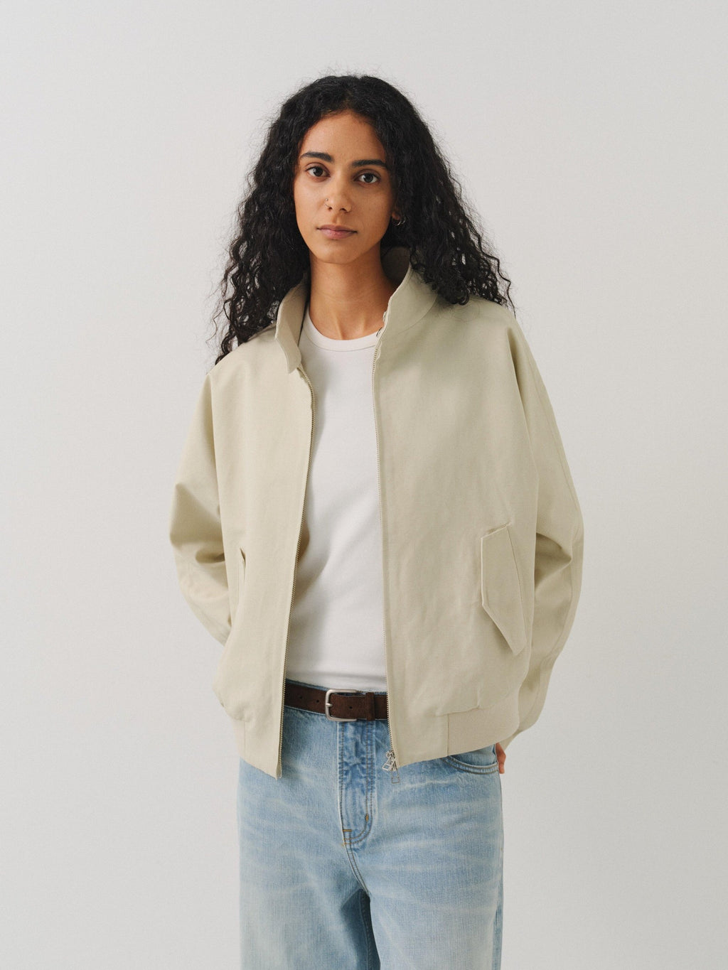 VLABMADE Wrinkle Free 3D Detail Loose Fit Unisex Cotton Linen Zip Harrington Jackets