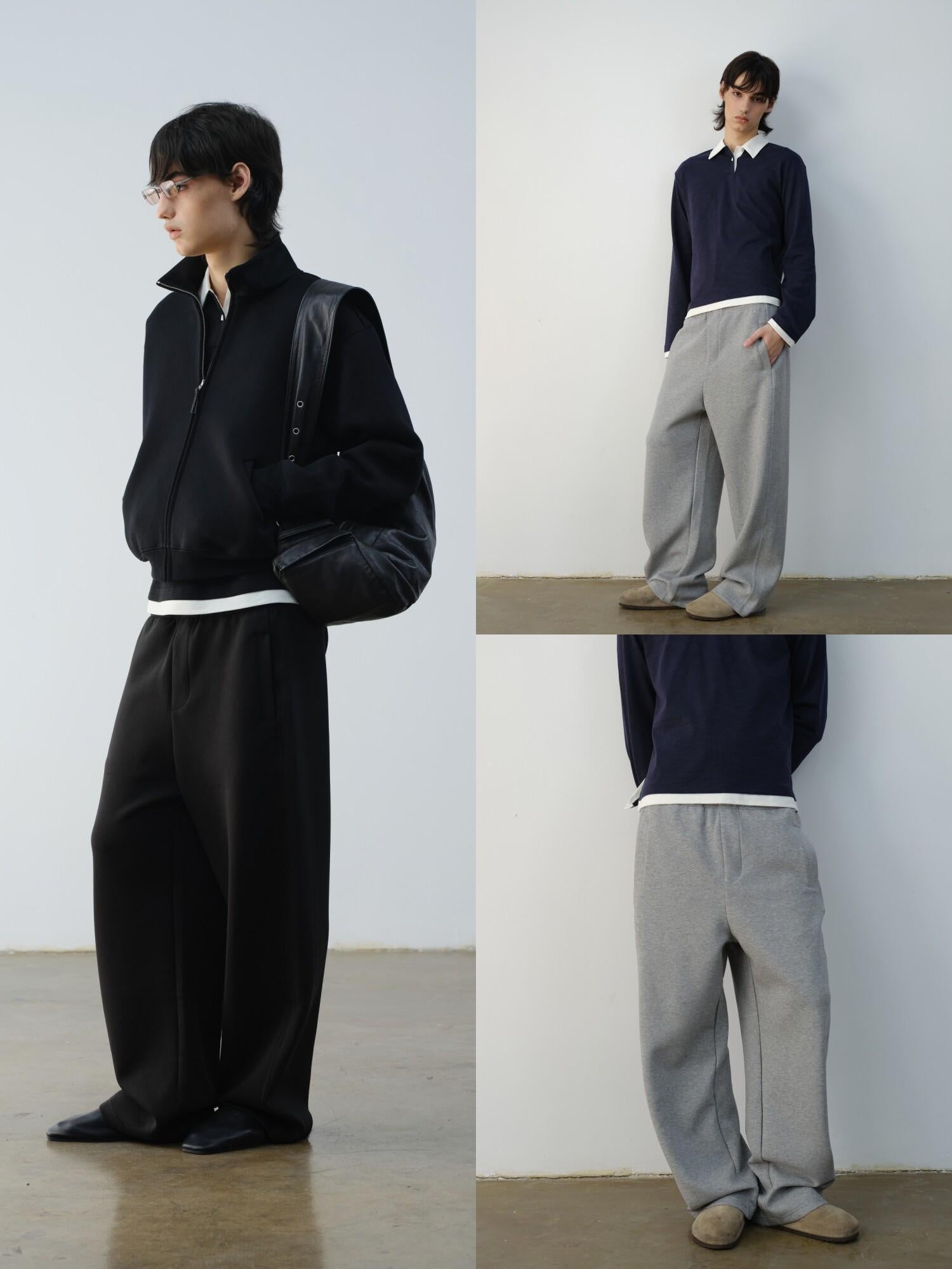 VLABMADE Wrinkle Free Cotton Loose Straight Leg Pockets Mid Rise Everyday Sweatpants