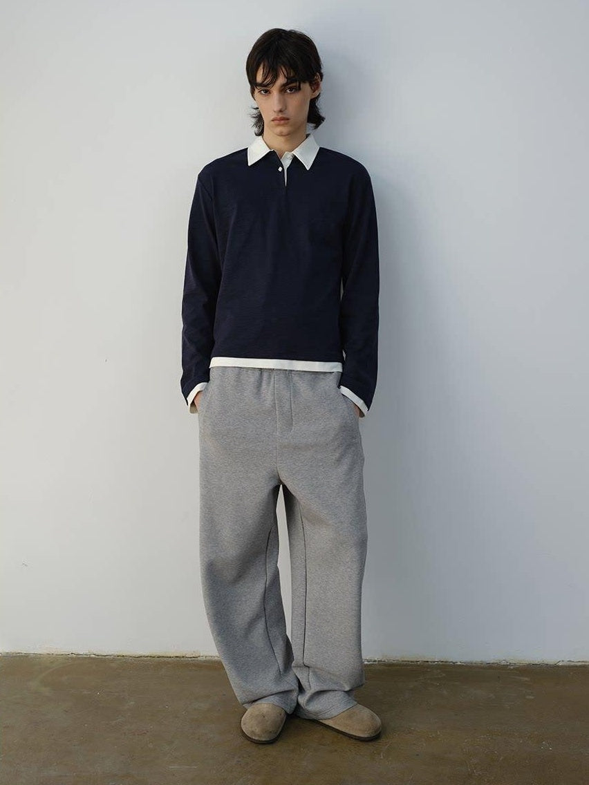 VLABMADE Wrinkle Free Cotton Loose Straight Leg Pockets Mid Rise Everyday Sweatpants