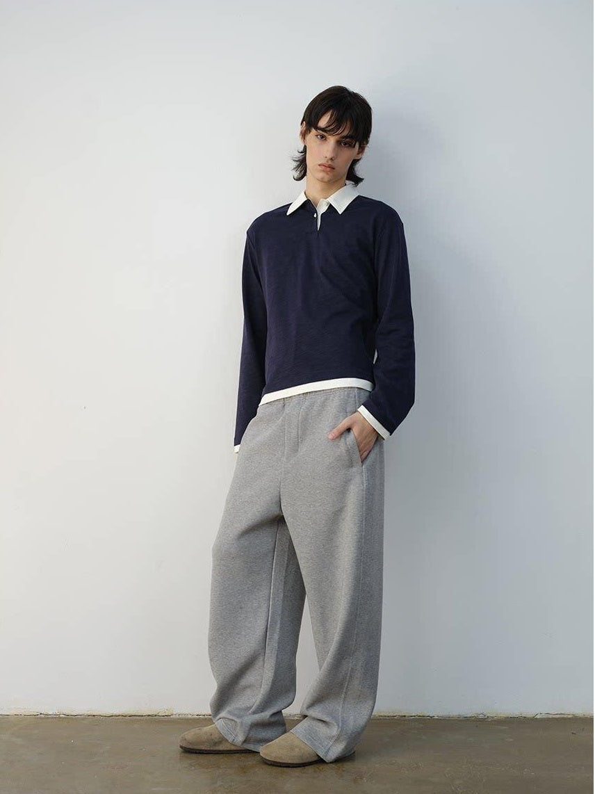 VLABMADE Wrinkle Free Cotton Loose Straight Leg Pockets Mid Rise Everyday Sweatpants