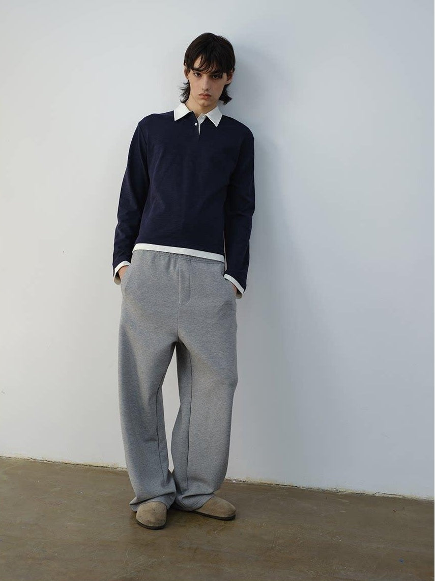 VLABMADE Wrinkle Free Cotton Loose Straight Leg Pockets Mid Rise Everyday Sweatpants
