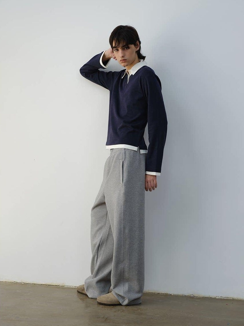 VLABMADE Wrinkle Free Cotton Loose Straight Leg Pockets Mid Rise Everyday Sweatpants