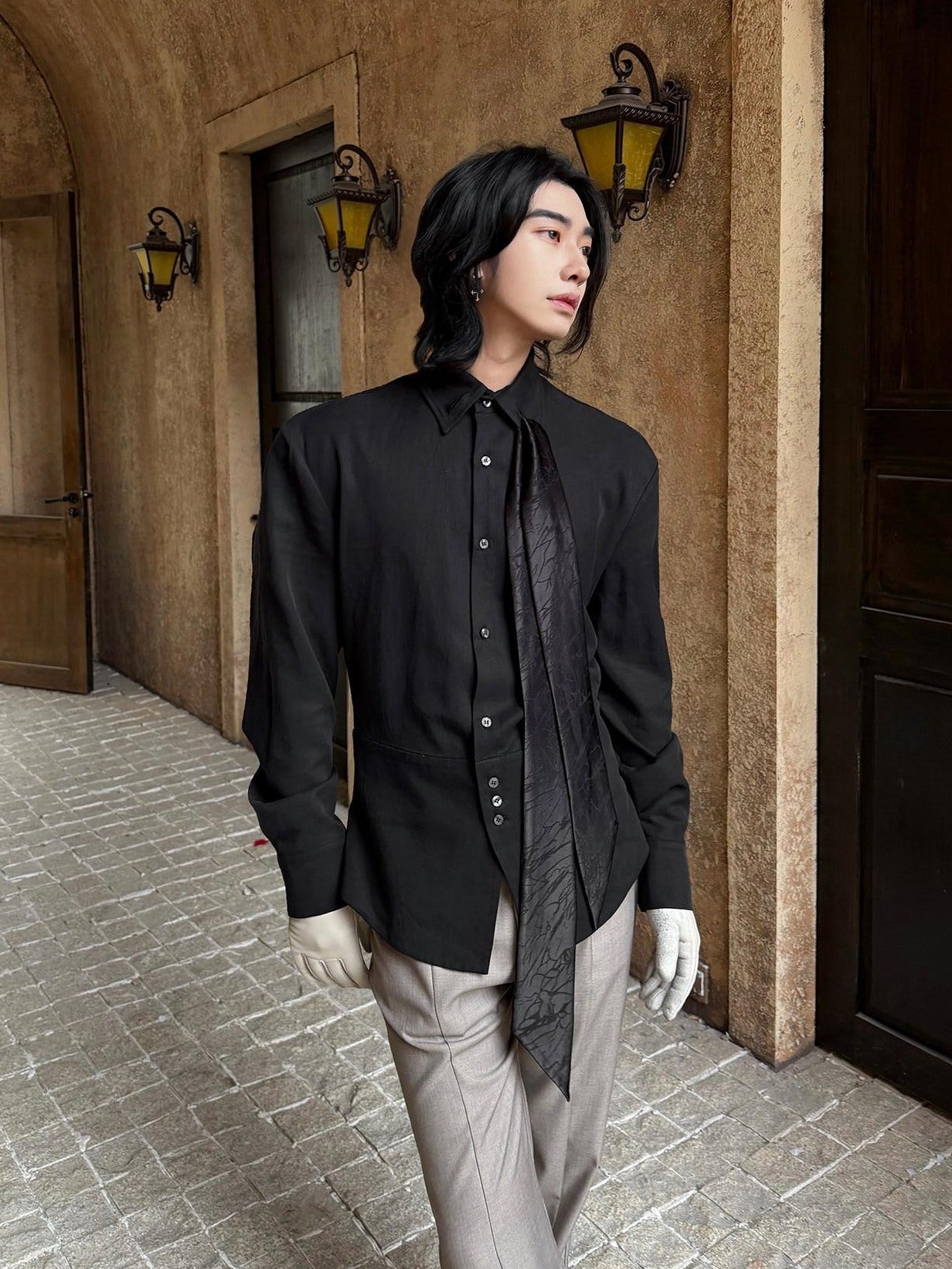 BALITONE Lyocell Linen Slim Waist 3D Tailored British Unisex Casual Long Sleeve Shirts