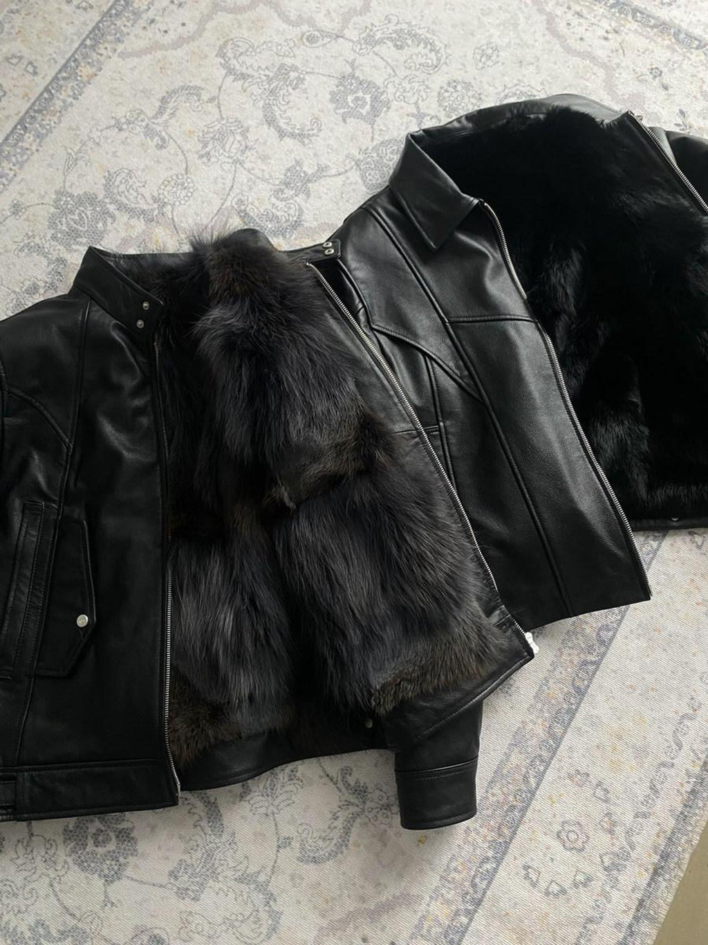 CATSSTAC Black Faux Fur Stand Collar Youthful Regular Fit Casual Leather Jackets