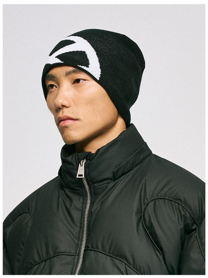 CATSSTAC Soft Knit Yarn Lettered Casual Round Top Unisex One Size Black Gray Beanies