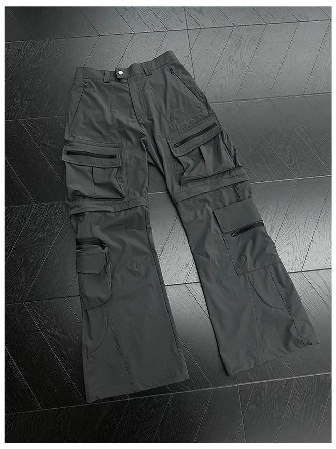 CATSSTAC Uv Blocking Loose Wide Leg Mid Rise Casual Youth Black Gray Sun Protection Pants