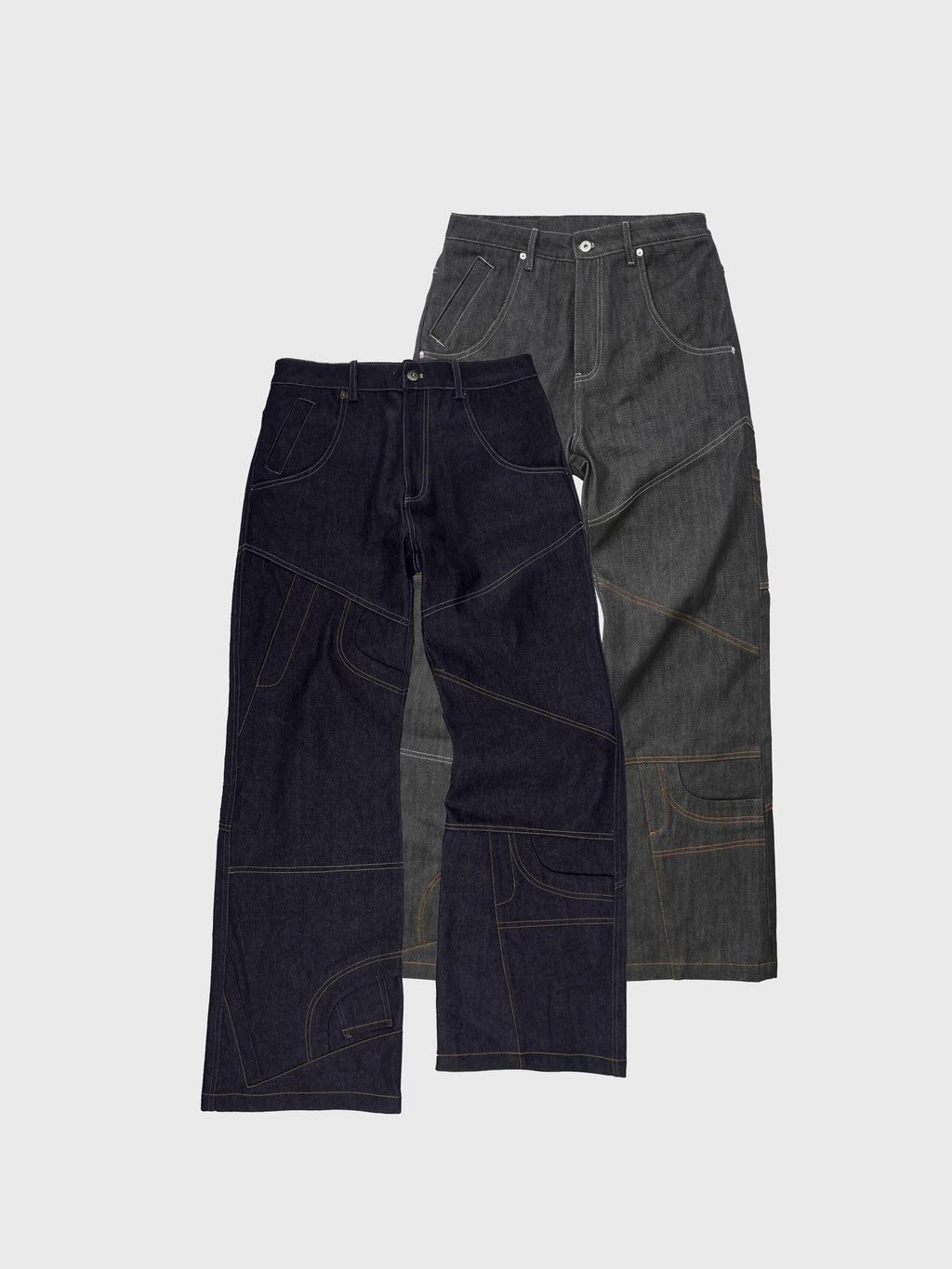4JUNKS Wrinkle Free Breathable Relaxed Straight Midrise Casual Raw Denim Straight Pants