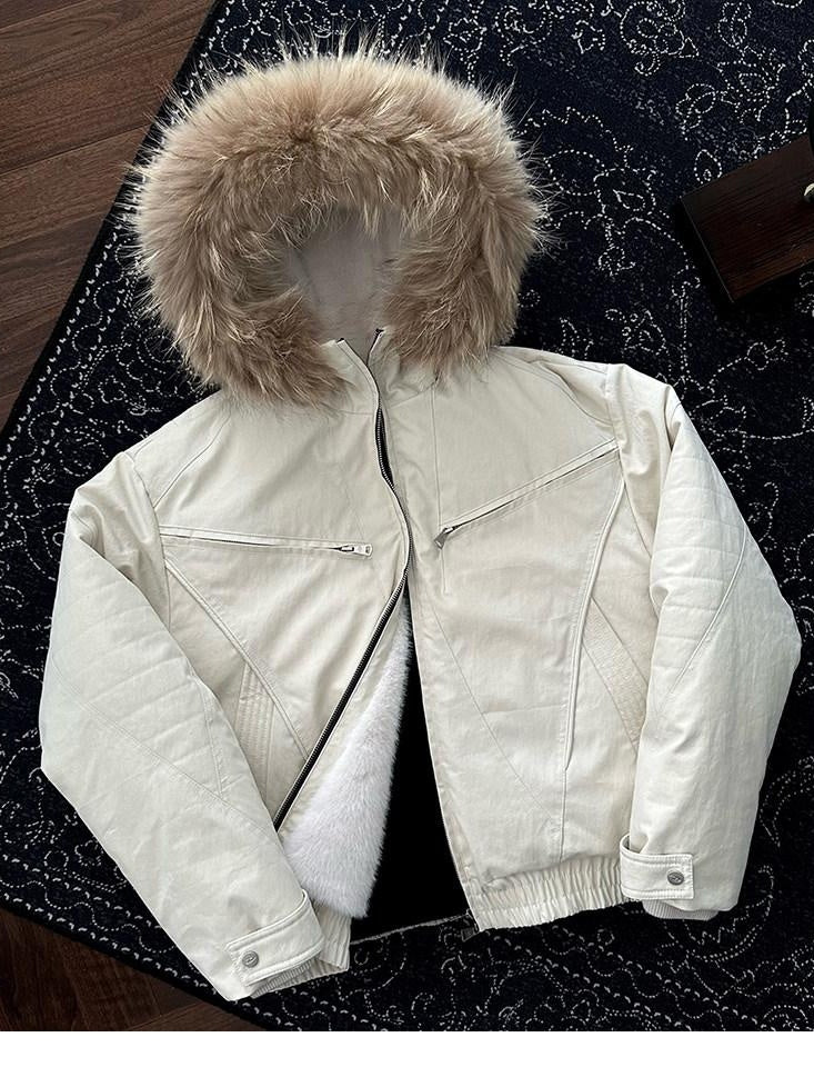 CATSSTAC Three Proof Insulated Hooded Loose Casual Men Zip Front Eagle Logo Down Jackets