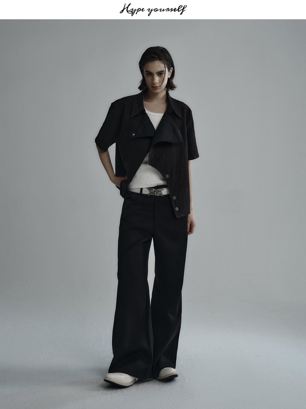 Hypeyourself Breathable Linen Cotton Blend Loose Fit Short Sleeve Open Front Unisex Shirts