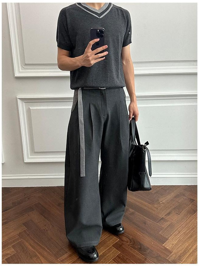 CATSSTAC Detachable Design Relaxed Loose Fit Casual Youth Dark Gray Ash Wide Leg Pants