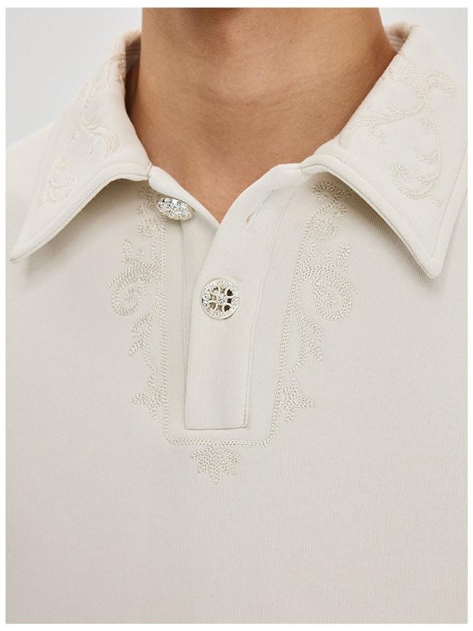 CATSSTAC Embroidered Cotton Blend Loose V-neck Unisex Pullover Hoodies & Sweatshirts