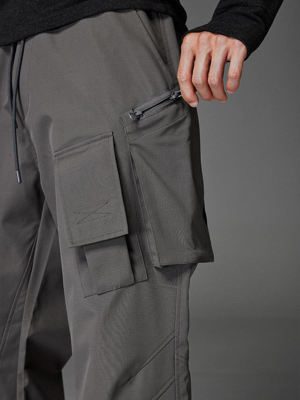 CATSSTAC Comfortable Relaxed Straight Wide Leg Casual Daily Youth Black Gray Shell Pants