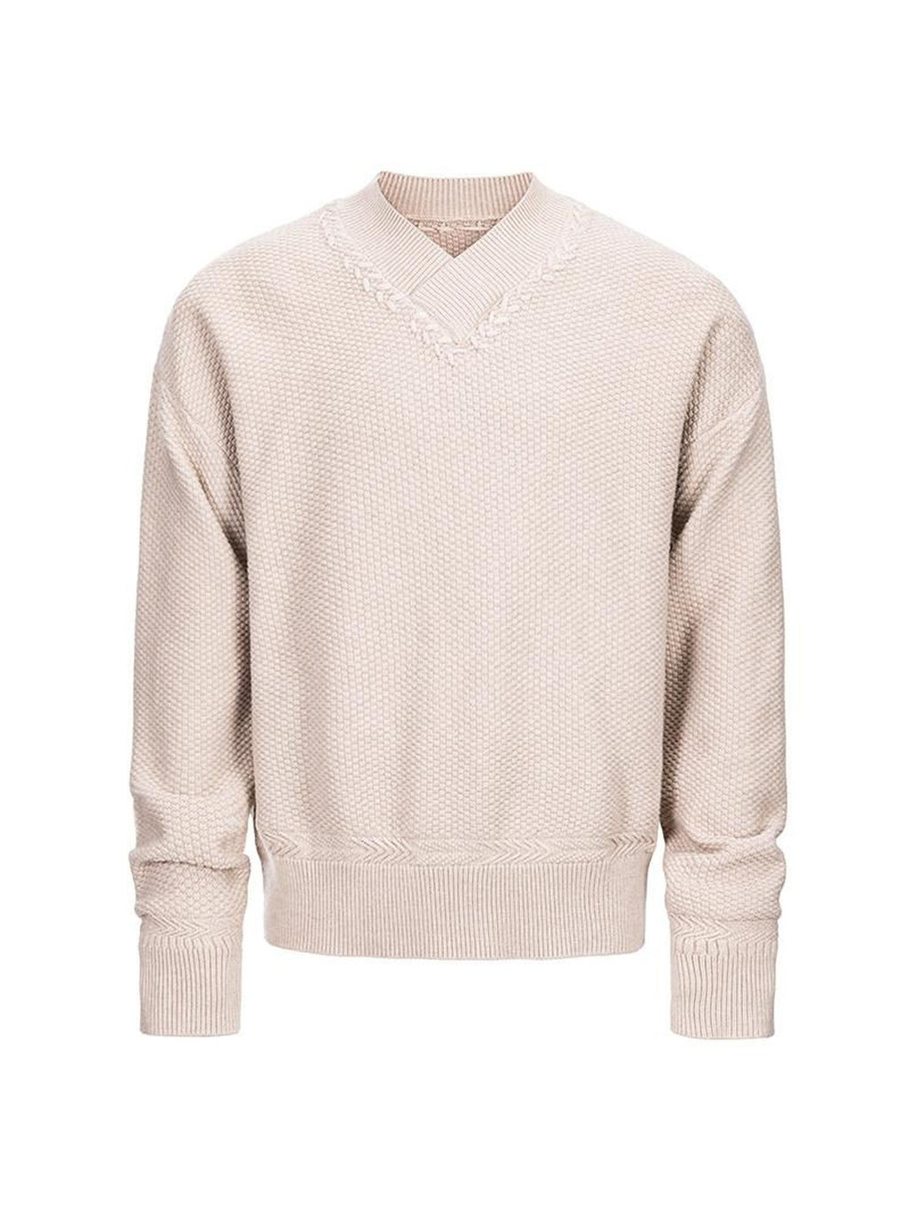 CATSSTAC Warm 3D Wheat Ear V-neck Pullover Casual Unisex Home Commuter Knitwear Sweaters