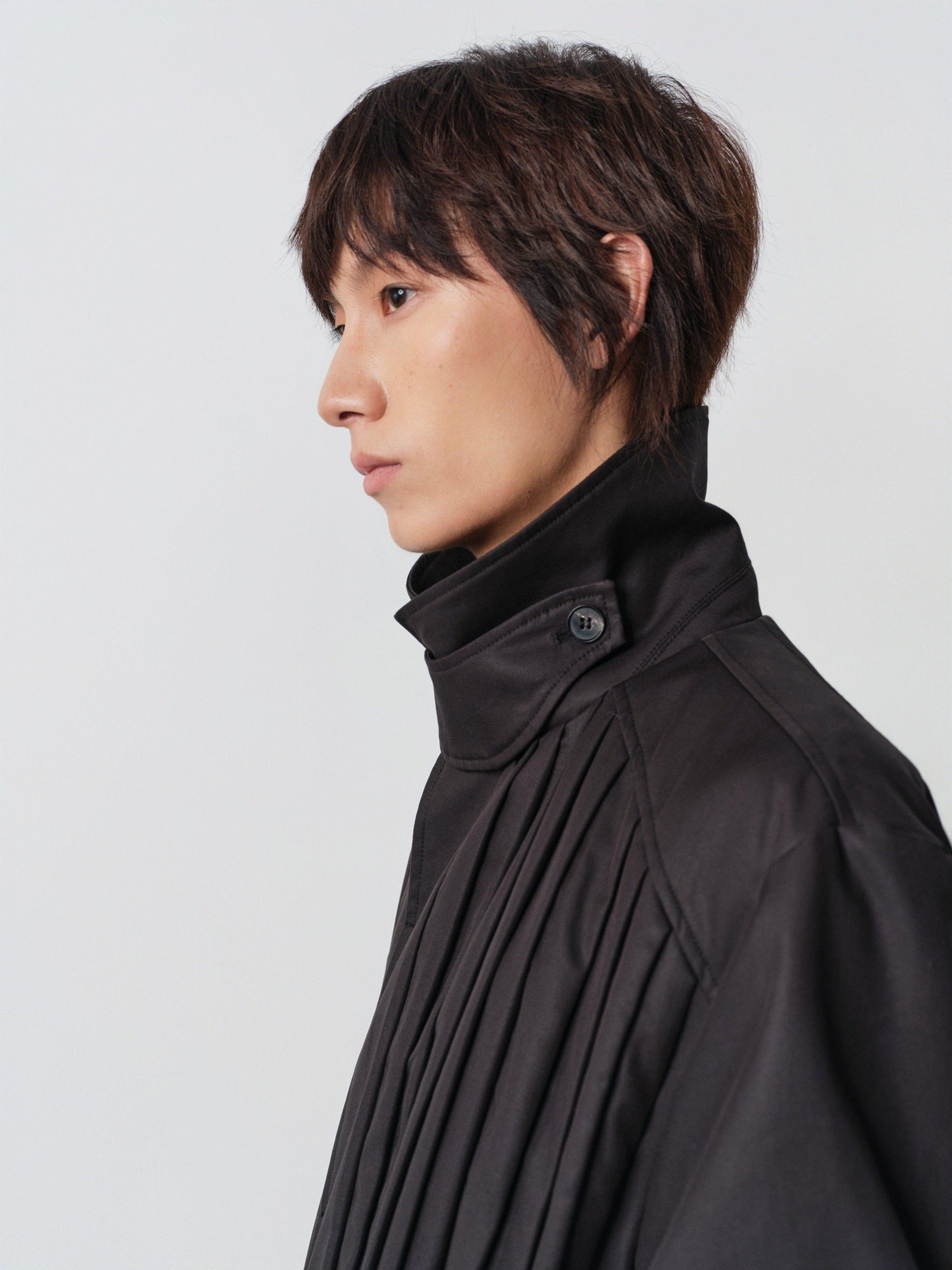 4JUNKS Thin Cotton Blend Stand Collar Single Breasted Cool Unisex Black Long Coats