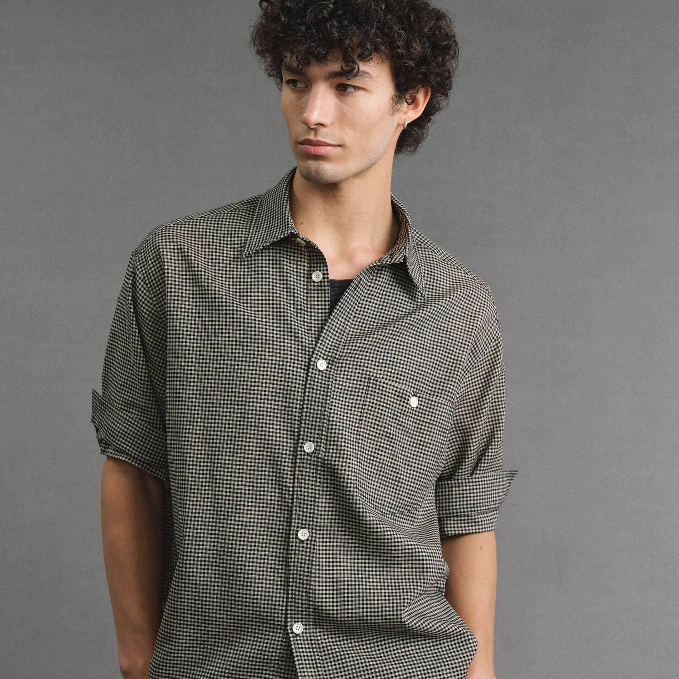VLABMADE_Breathable_Hand_Pleated_Lyocell_Blend_Houndstooth_Unisex_Short_Sleeve_Shirts_MISSTT