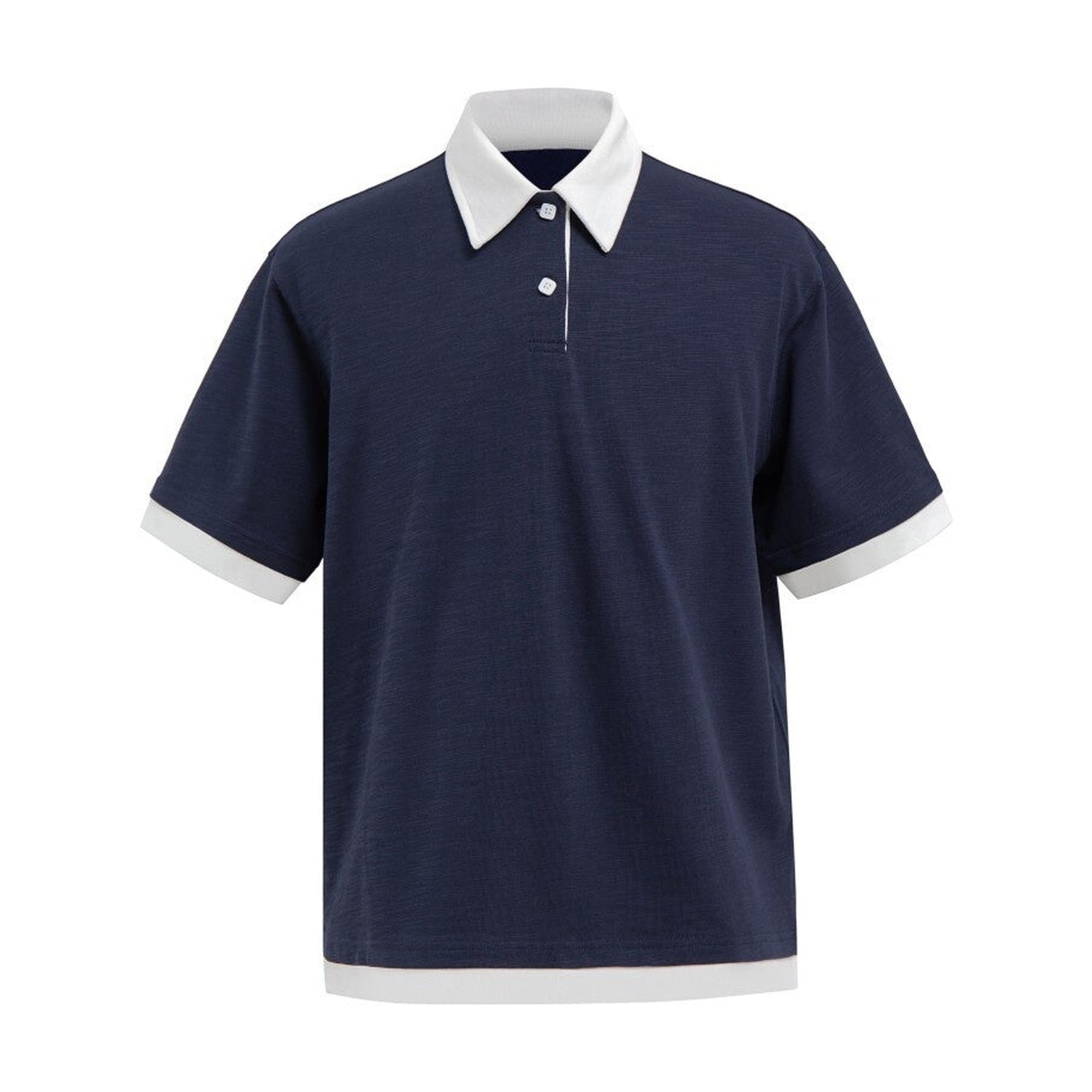 Bamboo Slub Non Iron Colorblock Loose Fit Men Stretch Short Sleeve Polo Shirts main image