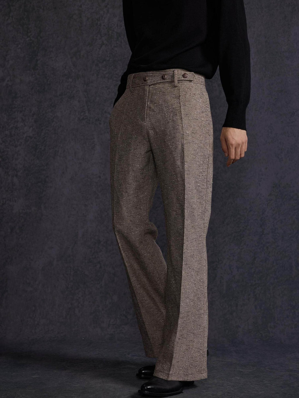 Hypeyourself Stylish Slim Fit Casual Business Workwear Urban Printed Brown Black Flared Pants
