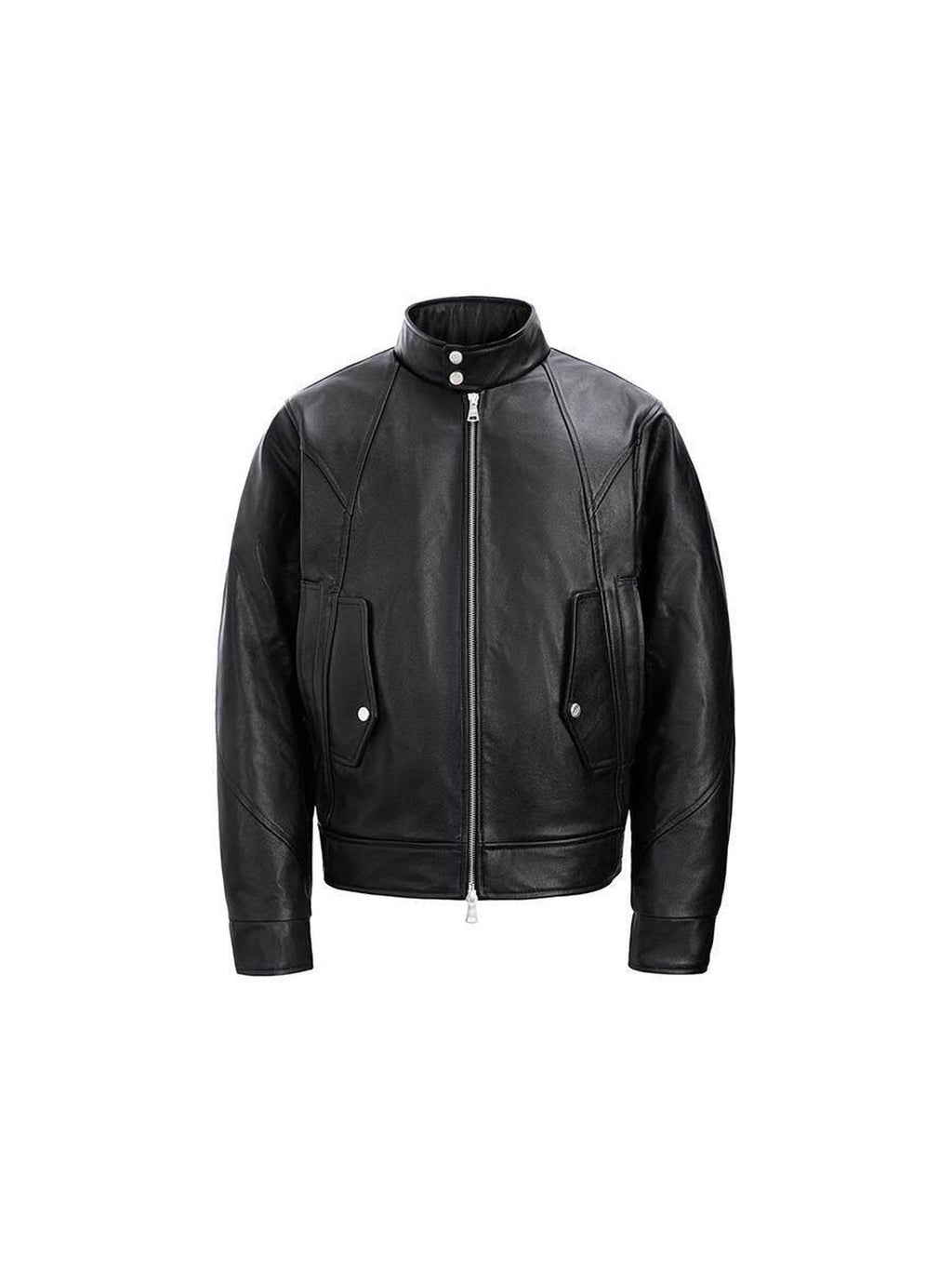 CATSSTAC Black Faux Fur Stand Collar Youthful Regular Fit Casual Leather Jackets