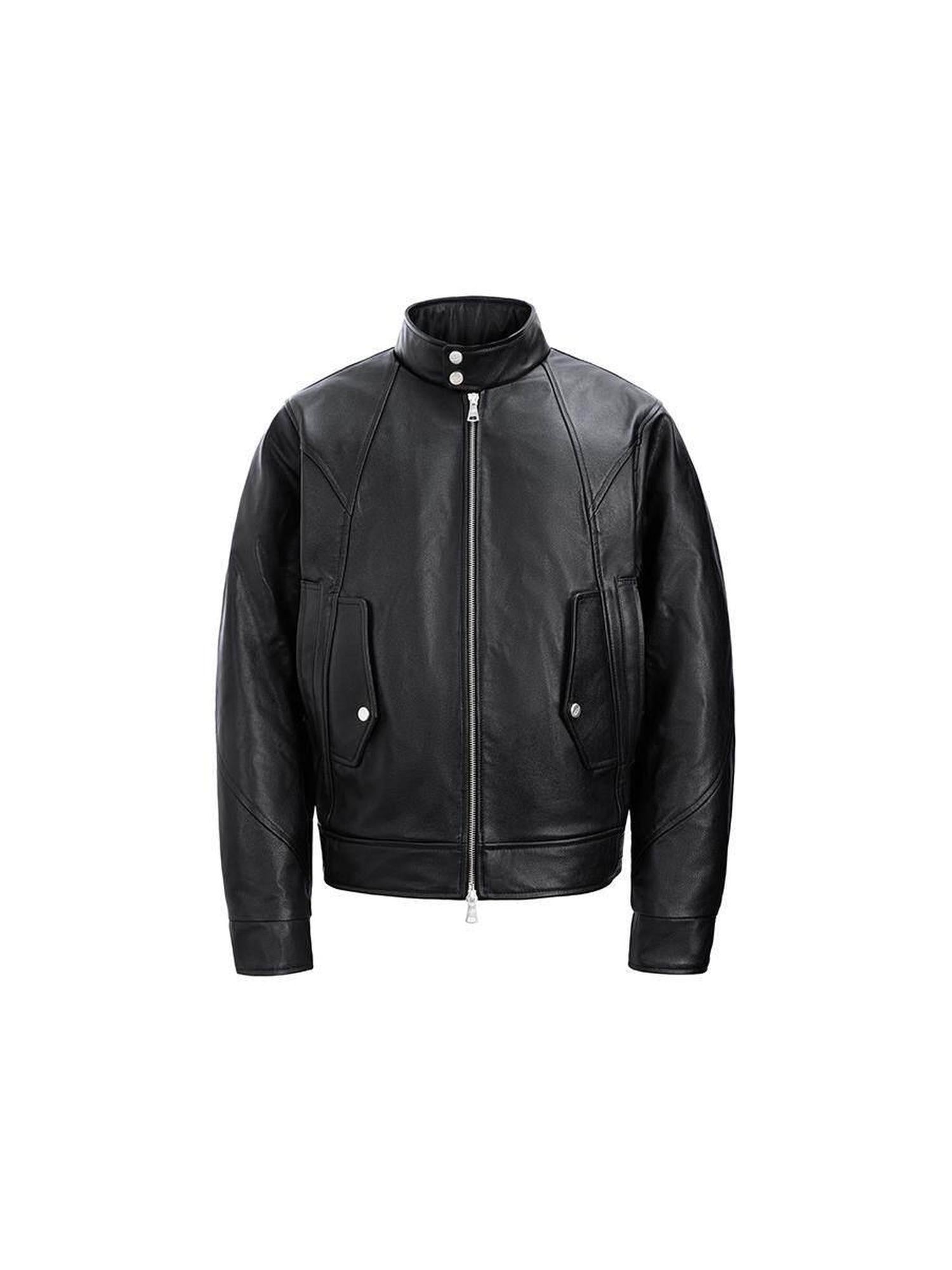 CATSSTAC Black Faux Fur Stand Collar Youthful Regular Fit Casual Leather Jackets