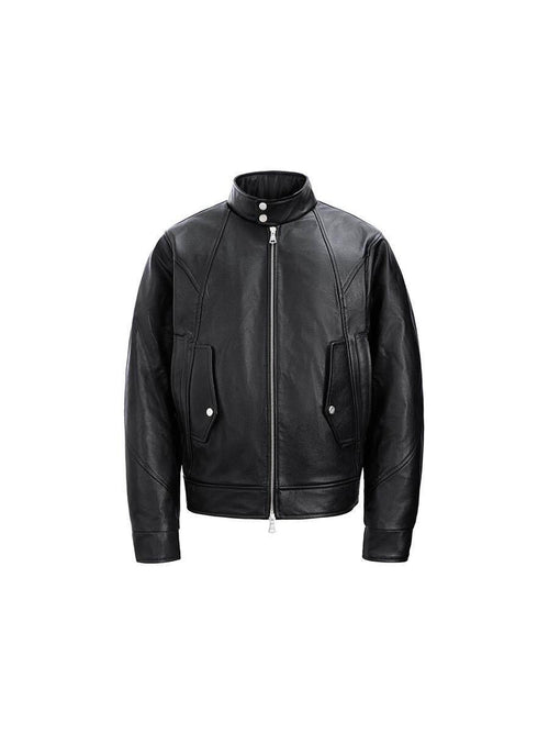 CATSSTAC Black Faux Fur Stand Collar Youthful Regular Fit Casual Leather Jackets