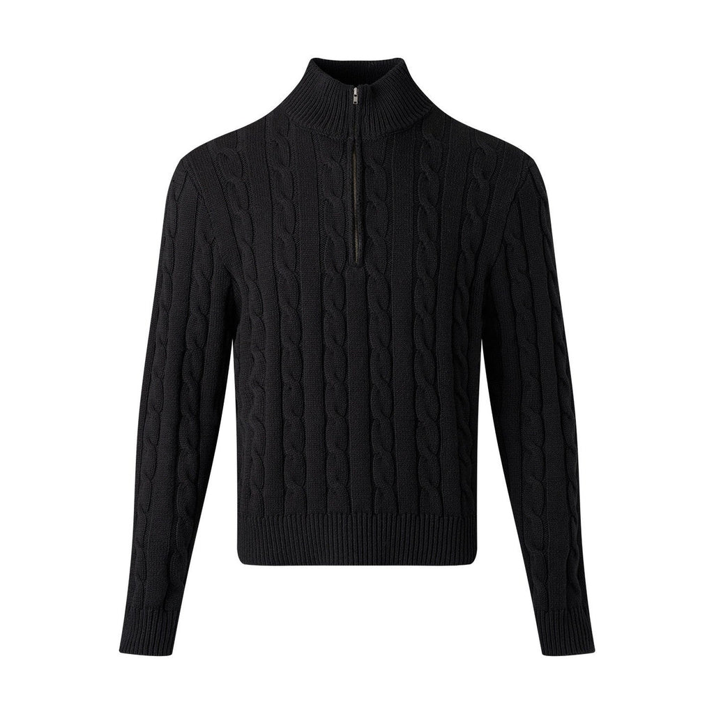 Breathable Cotton Blend Casual Zip Detail Unisex Stand Collar Half-Zip Knitwear main image