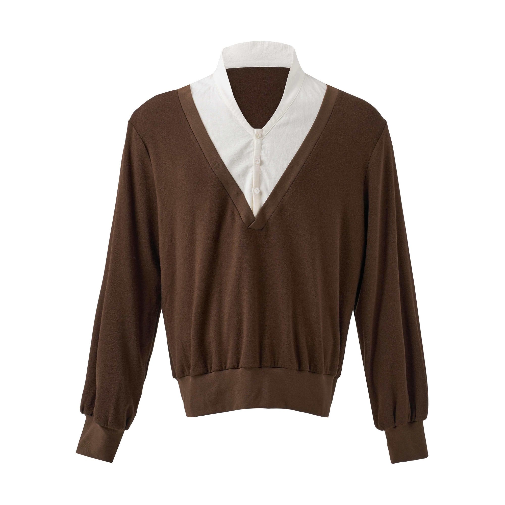 Breathable Cotton Patchwork Loose Fit Unisex Casual Pullover V-Neck Sweaters main image