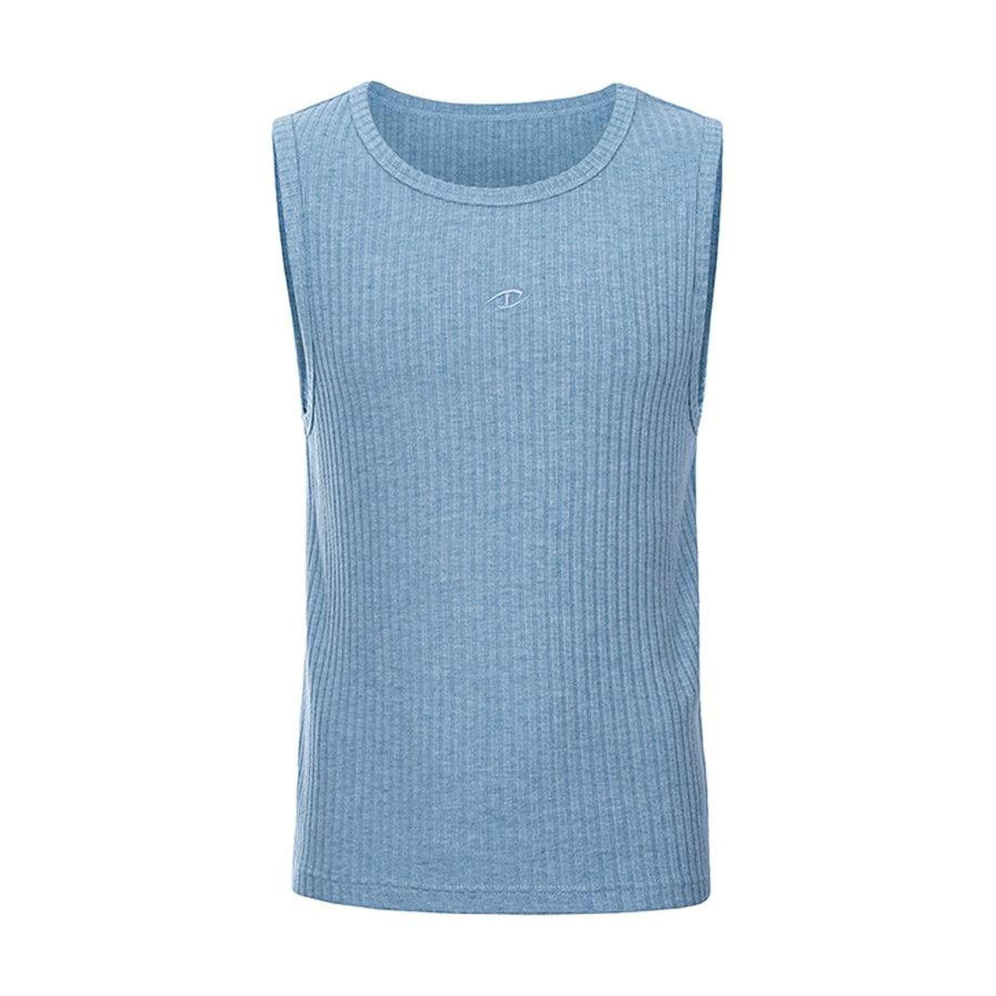 Breathable Striped Round Neck Casual Regular Fit Men Black Tank Tops main image