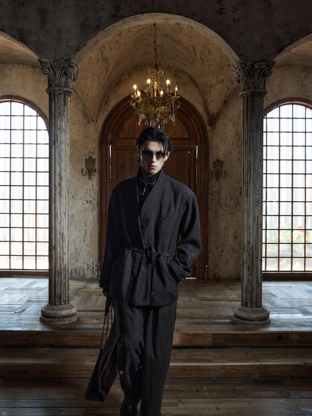 Hypeyourself Warm 90 Percent White Goose Down Faux Two Piece Unisex Zip Black Trench Coats
