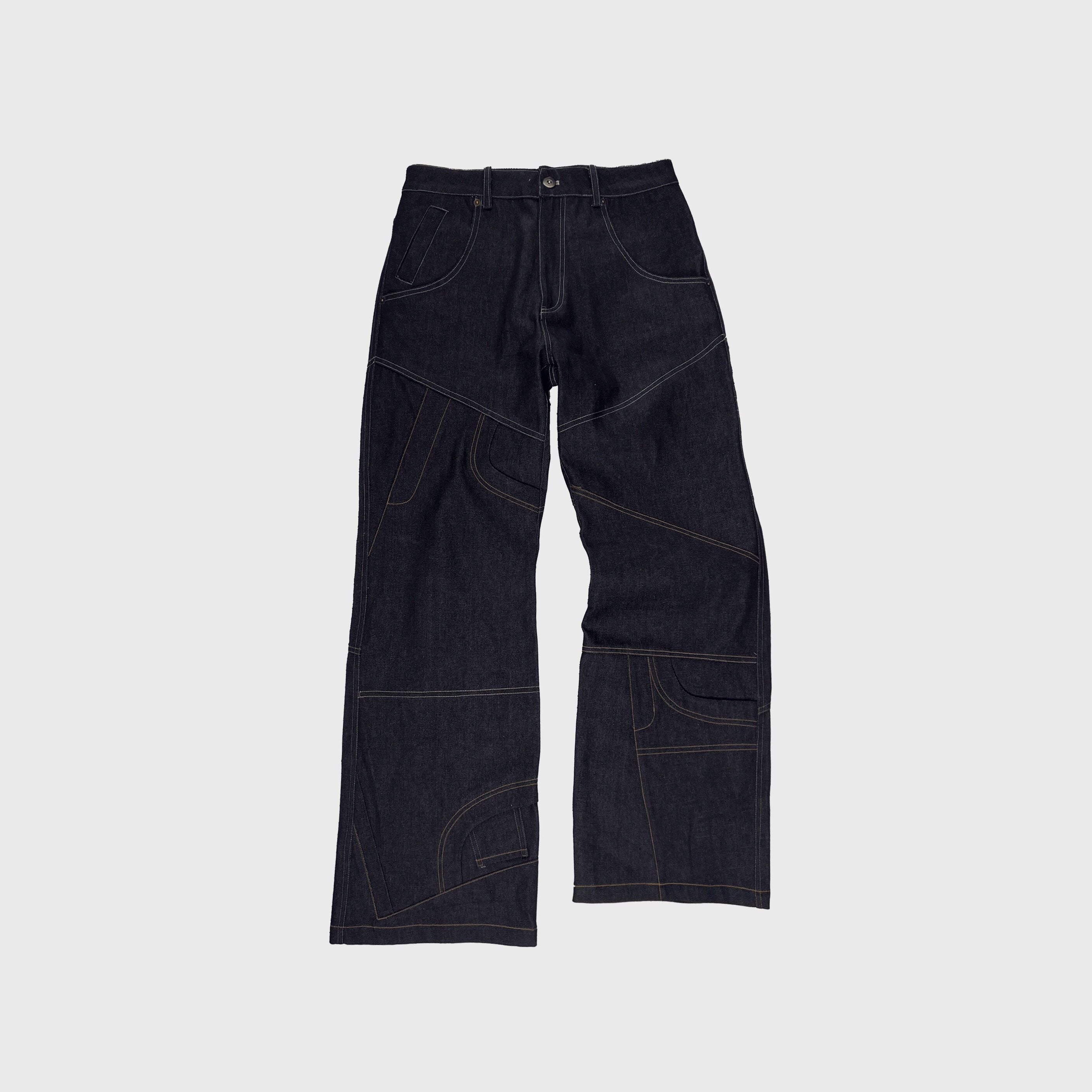 4JUNKS_Wrinkle_Free_Breathable_Relaxed_Straight_Midrise_Casual_Raw_Denim_Straight_Pants_MISSTT