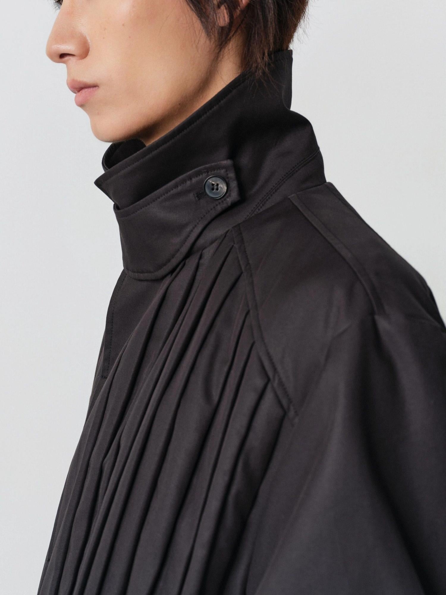 4JUNKS Thin Cotton Blend Stand Collar Single Breasted Cool Unisex Black Long Coats