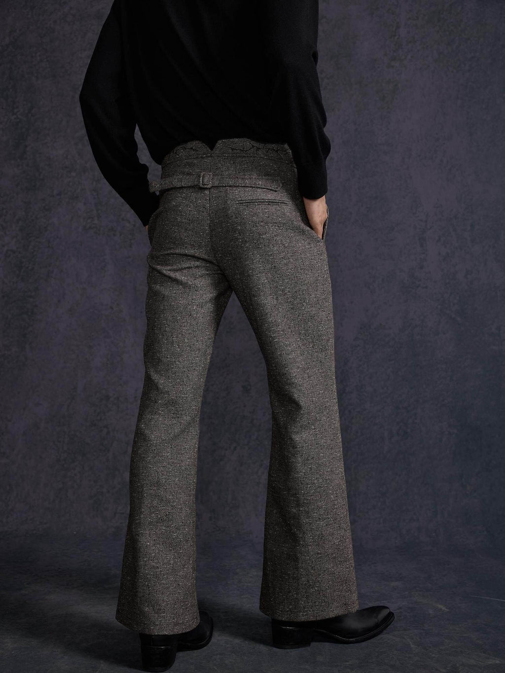 Hypeyourself Stylish Slim Fit Casual Business Workwear Urban Printed Brown Black Flared Pants